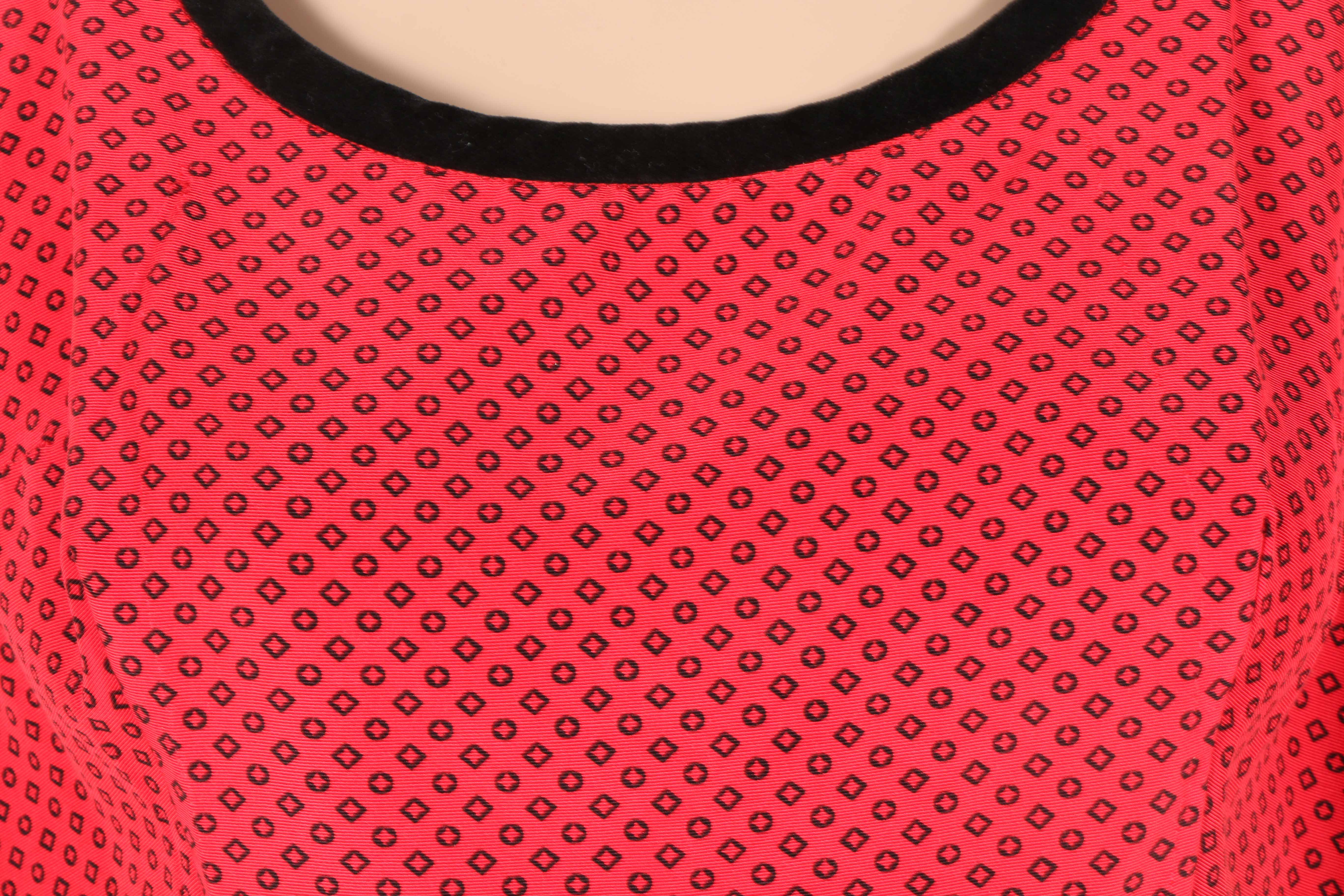 Vintage Red with Black Diamonds Cocktail Dress