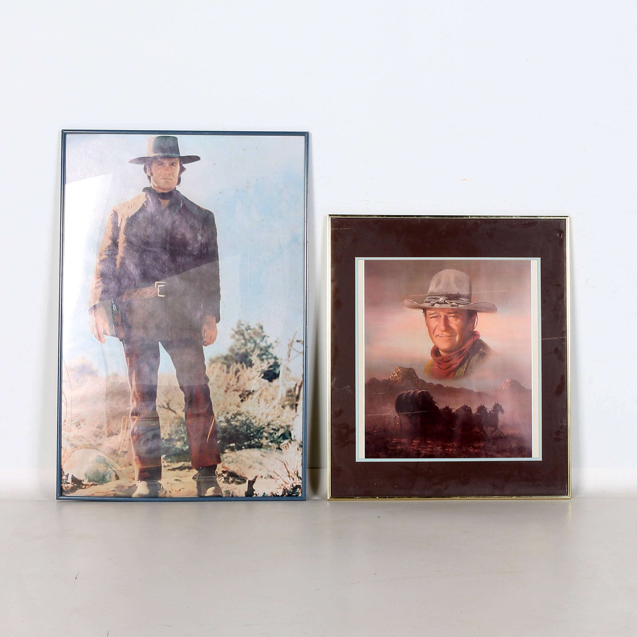 Framed Movie Posters for John Wayne and Clint Eastwood Westerns