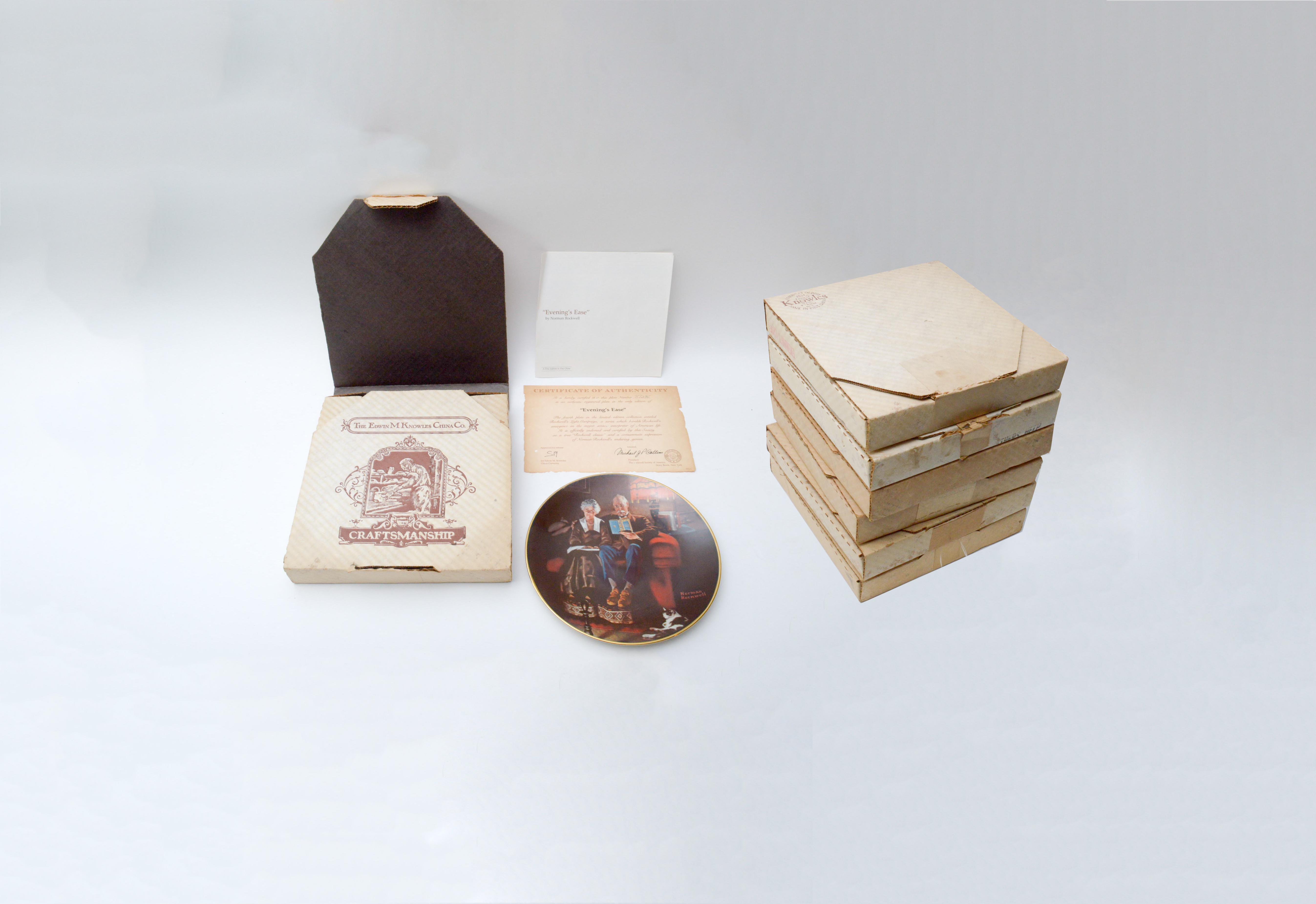 Set of Six Norman Rockwell Knowles Collector Numbered Plates