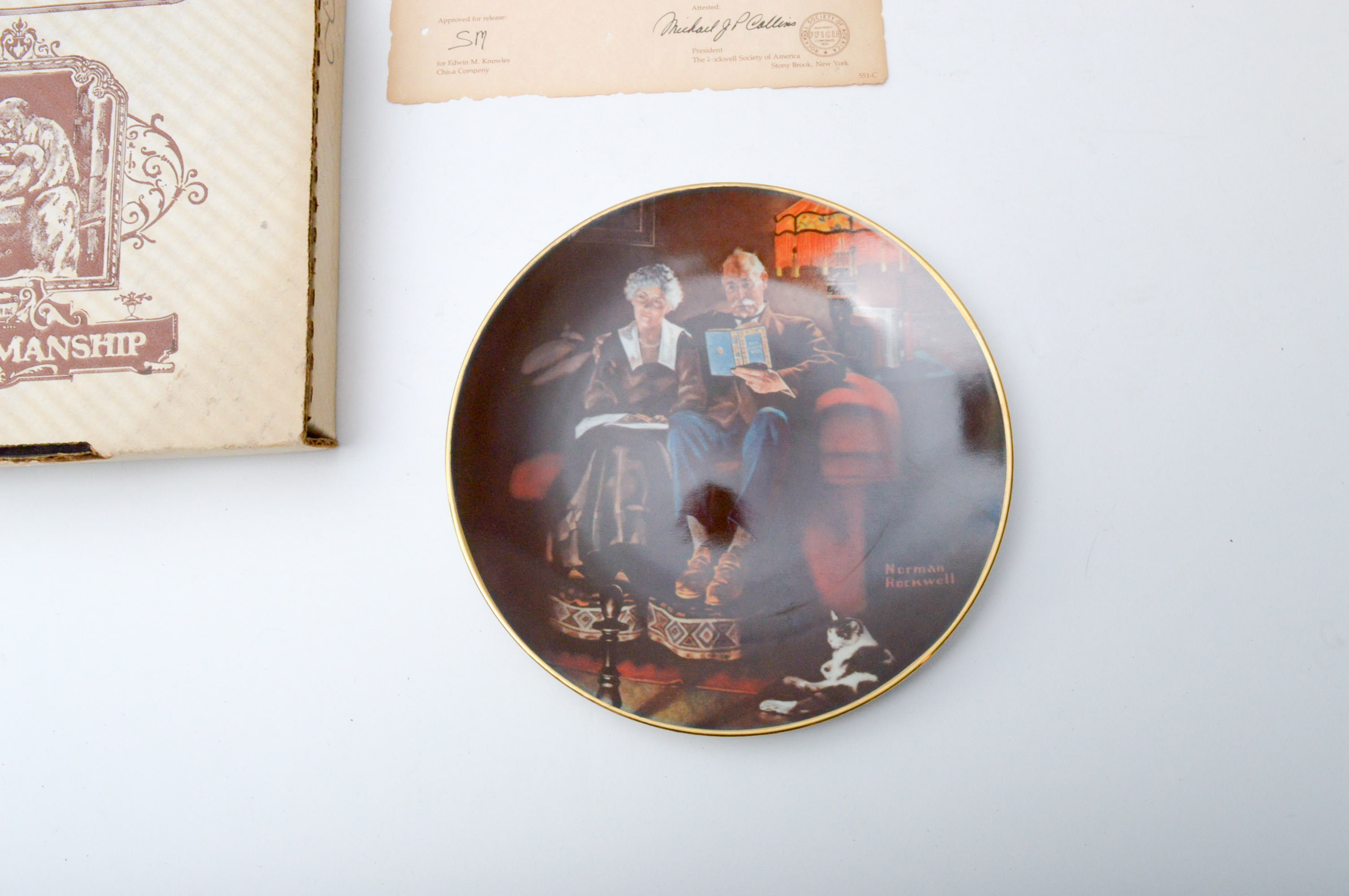 Set of Six Norman Rockwell Knowles Collector Numbered Plates