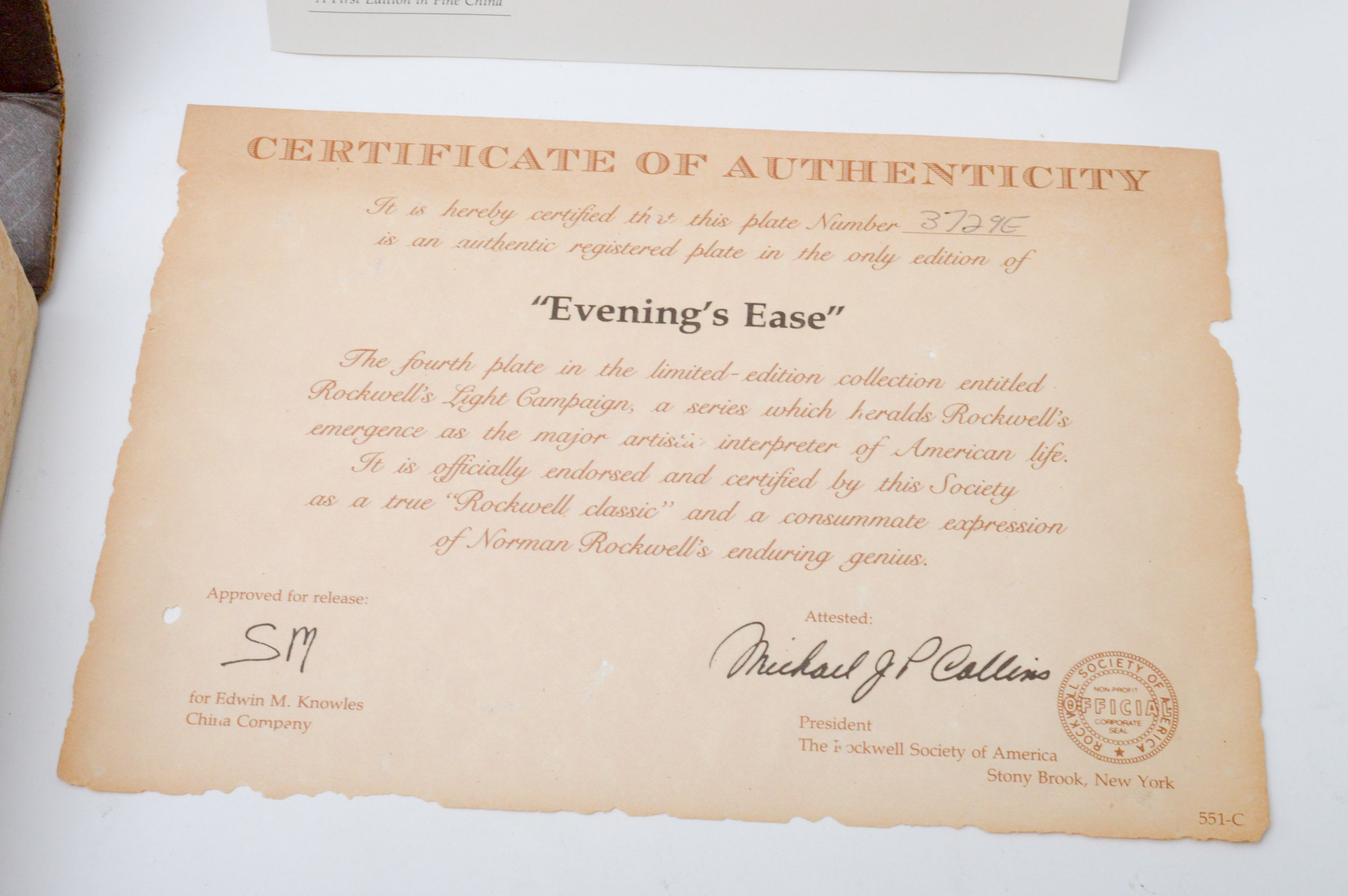 Set of Six Norman Rockwell Knowles Collector Numbered Plates