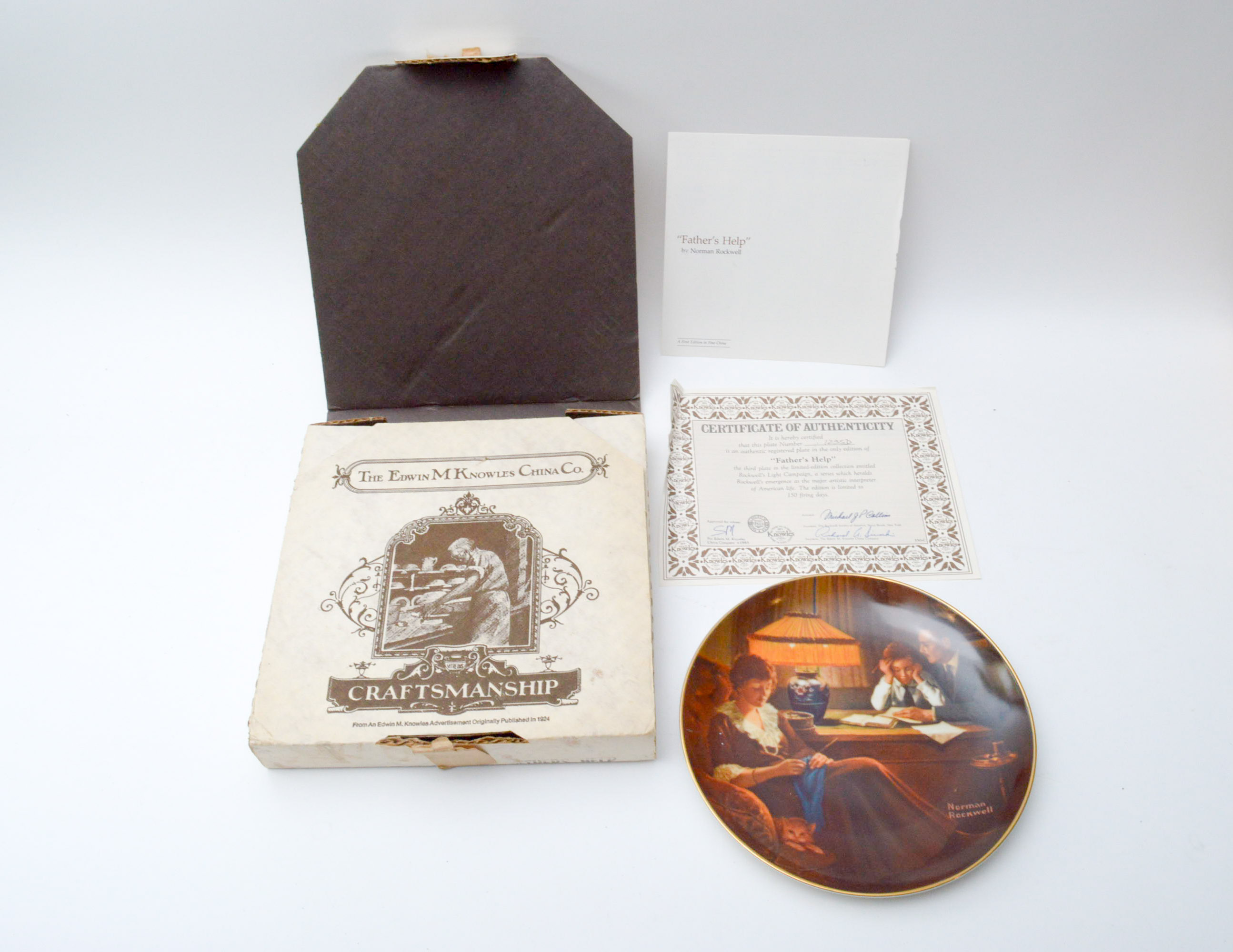 Set of Six Norman Rockwell Knowles Collector Numbered Plates