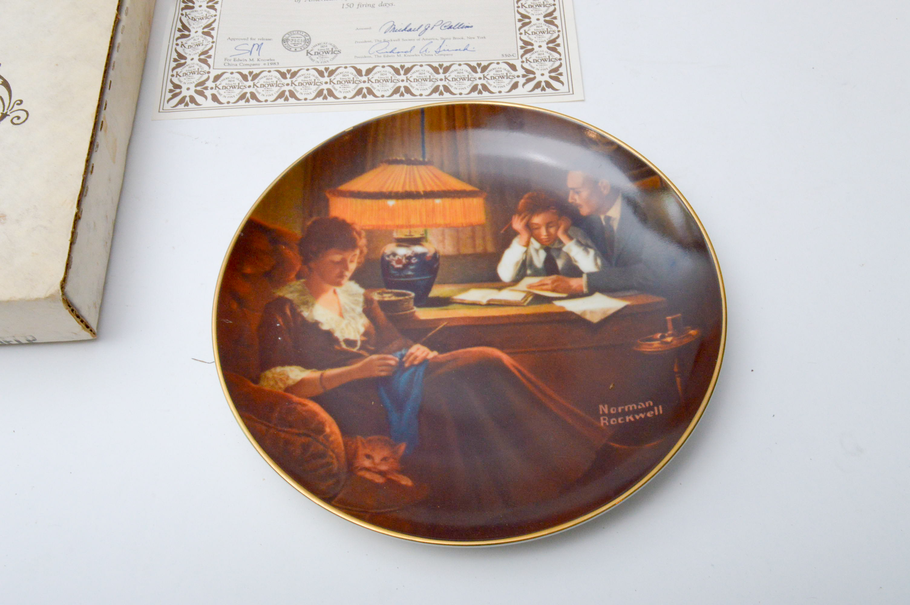 Set of Six Norman Rockwell Knowles Collector Numbered Plates