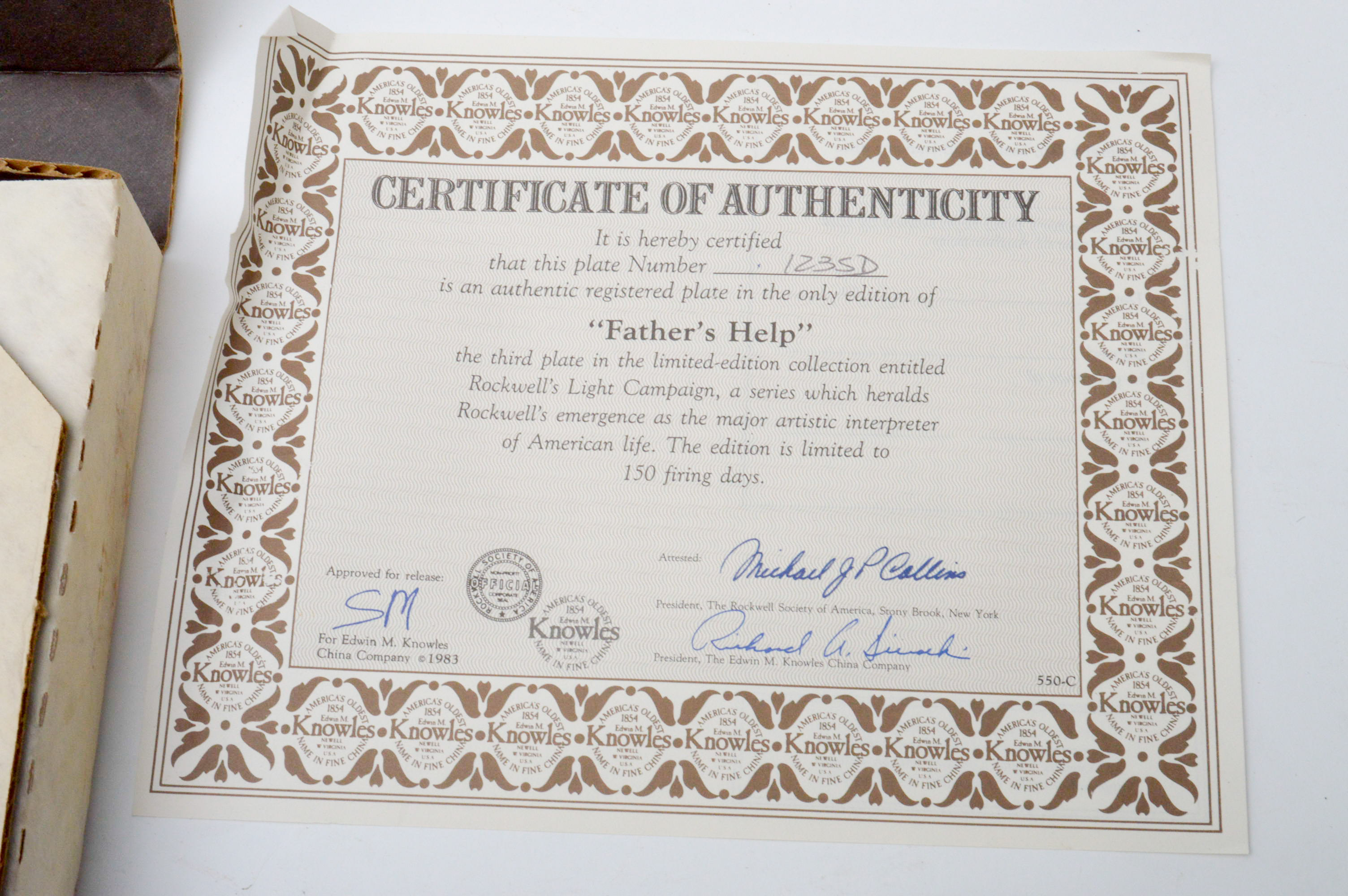 Set of Six Norman Rockwell Knowles Collector Numbered Plates