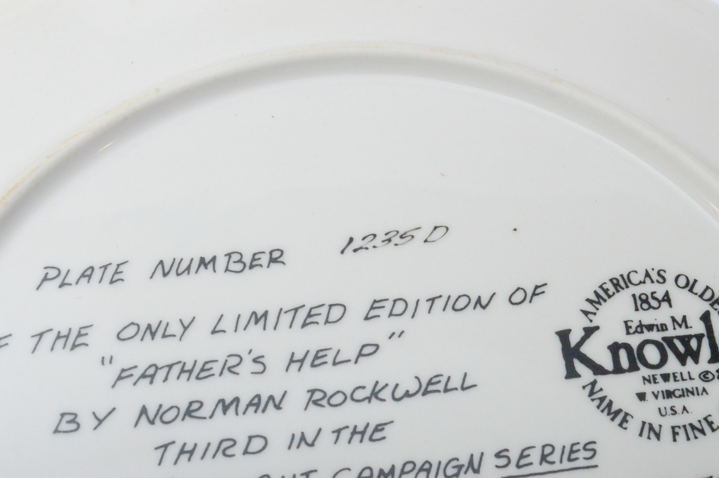 Set of Six Norman Rockwell Knowles Collector Numbered Plates