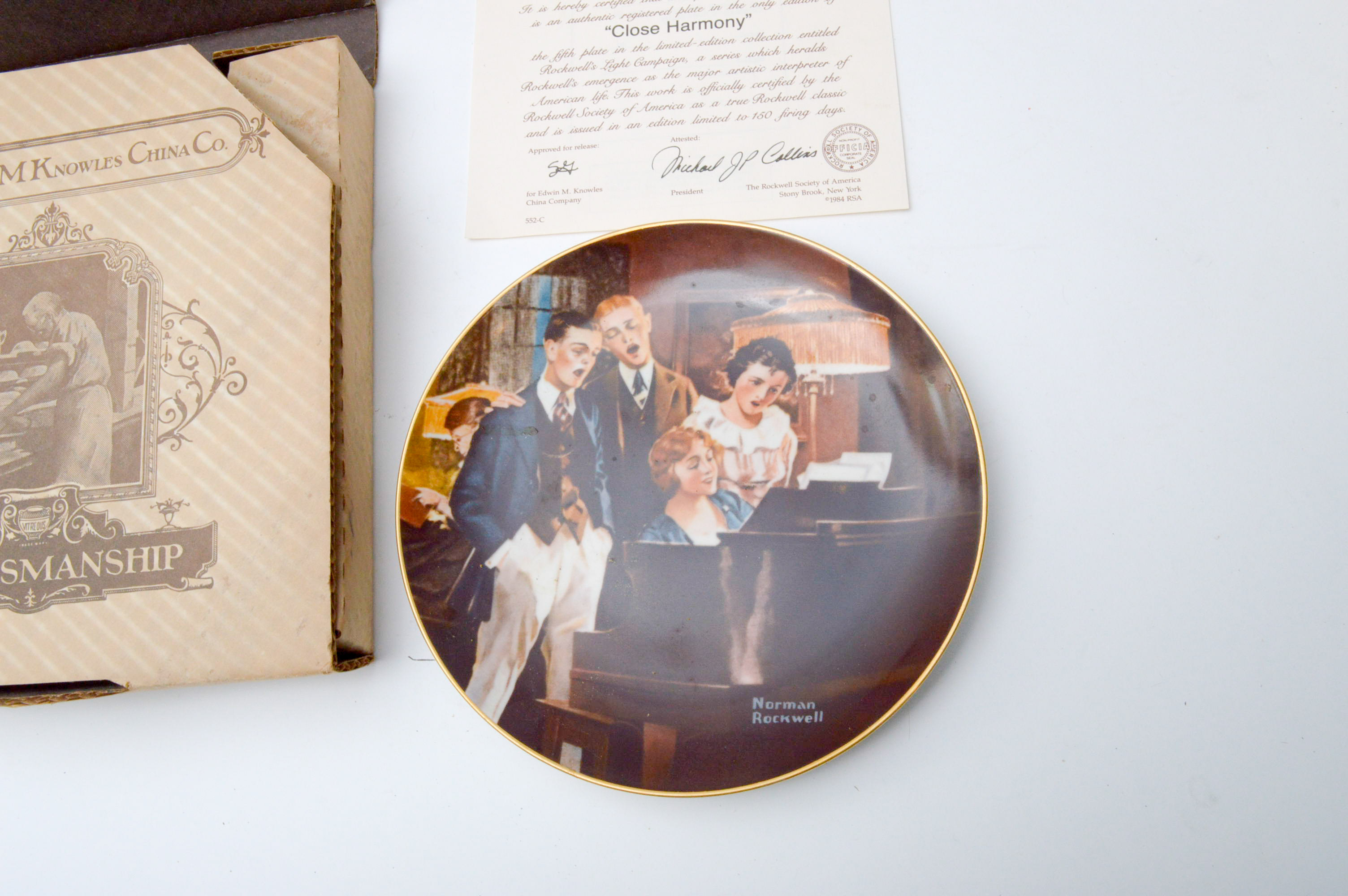 Set of Six Norman Rockwell Knowles Collector Numbered Plates