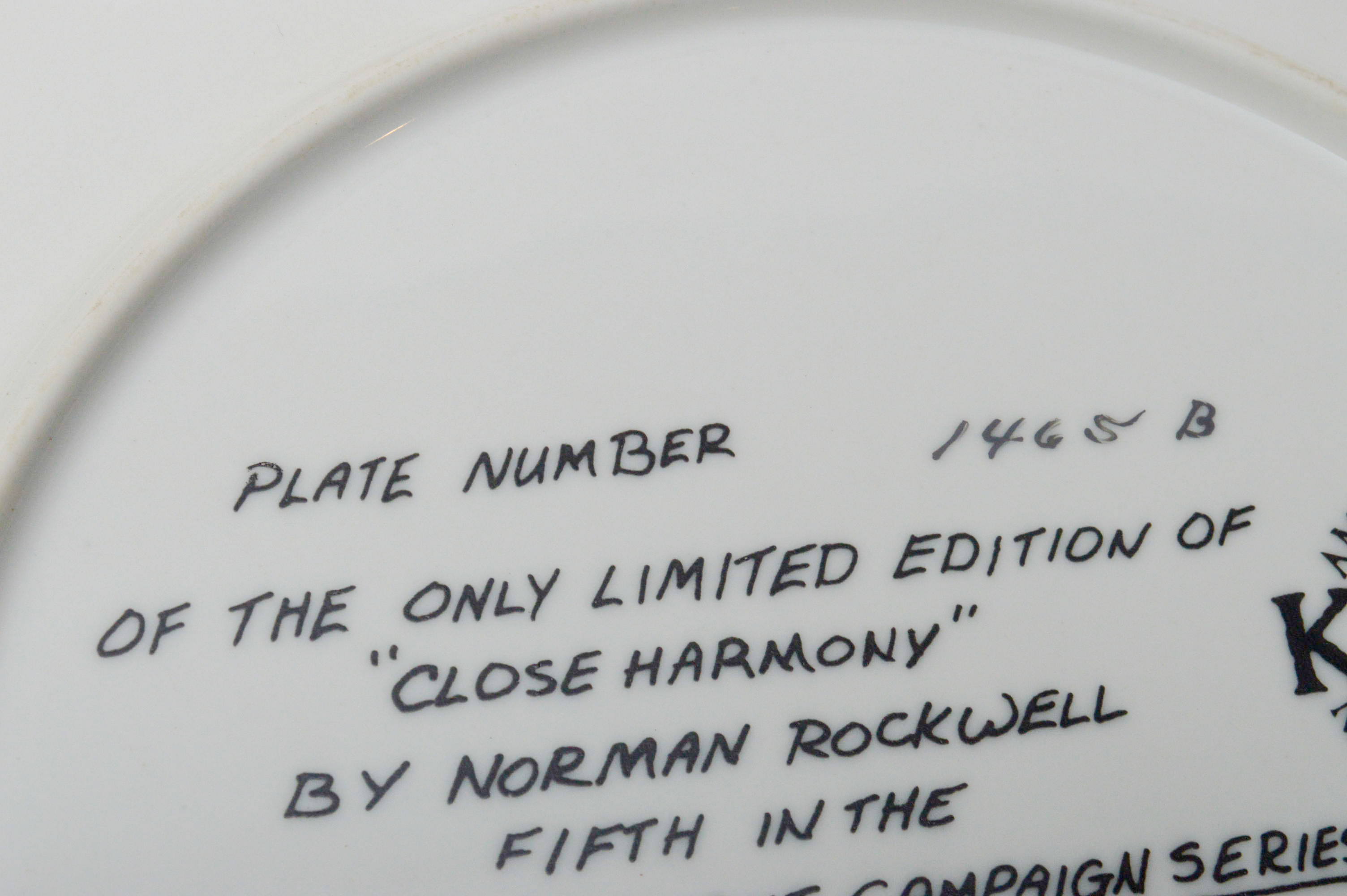 Set of Six Norman Rockwell Knowles Collector Numbered Plates