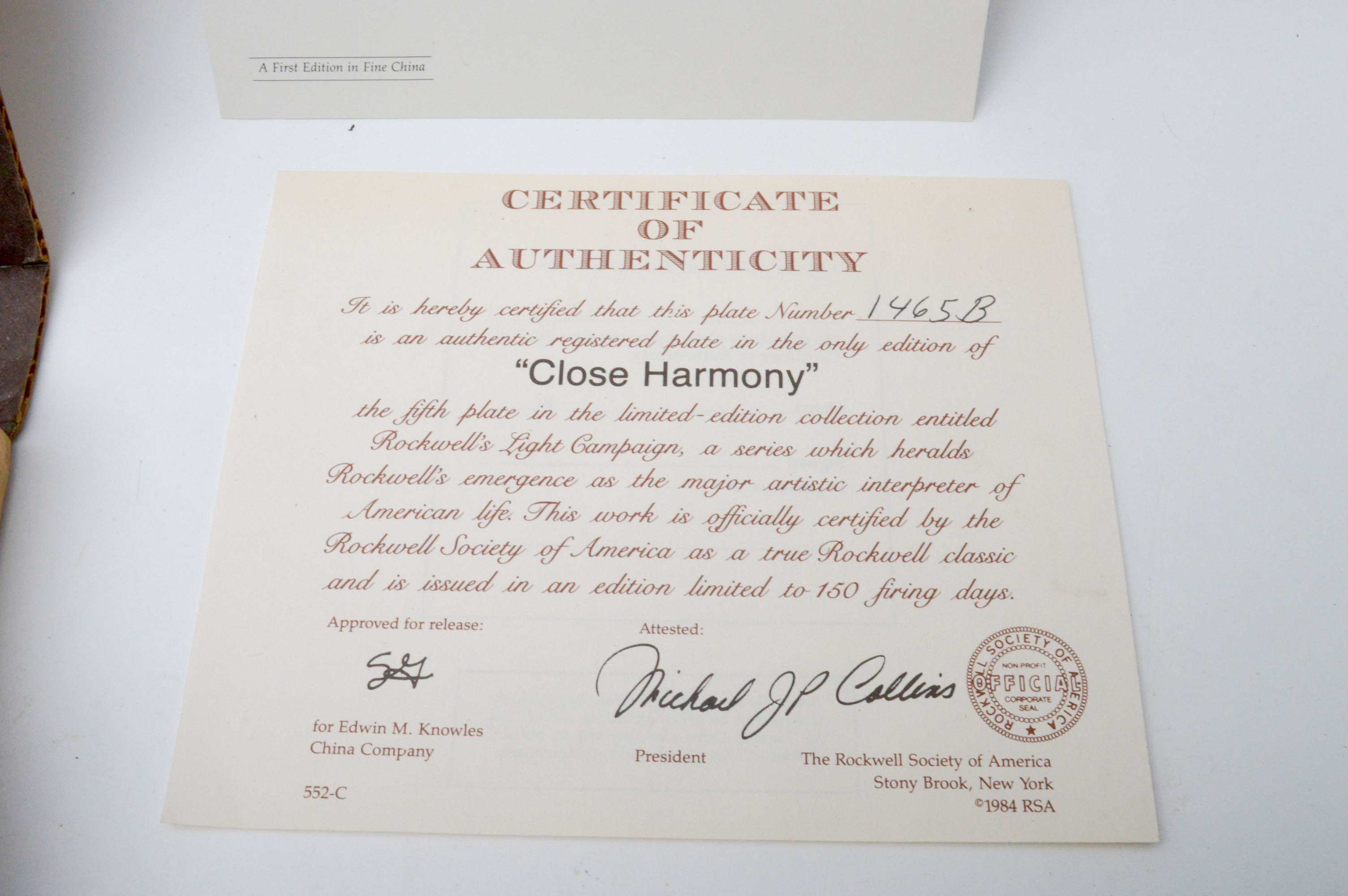 Set of Six Norman Rockwell Knowles Collector Numbered Plates