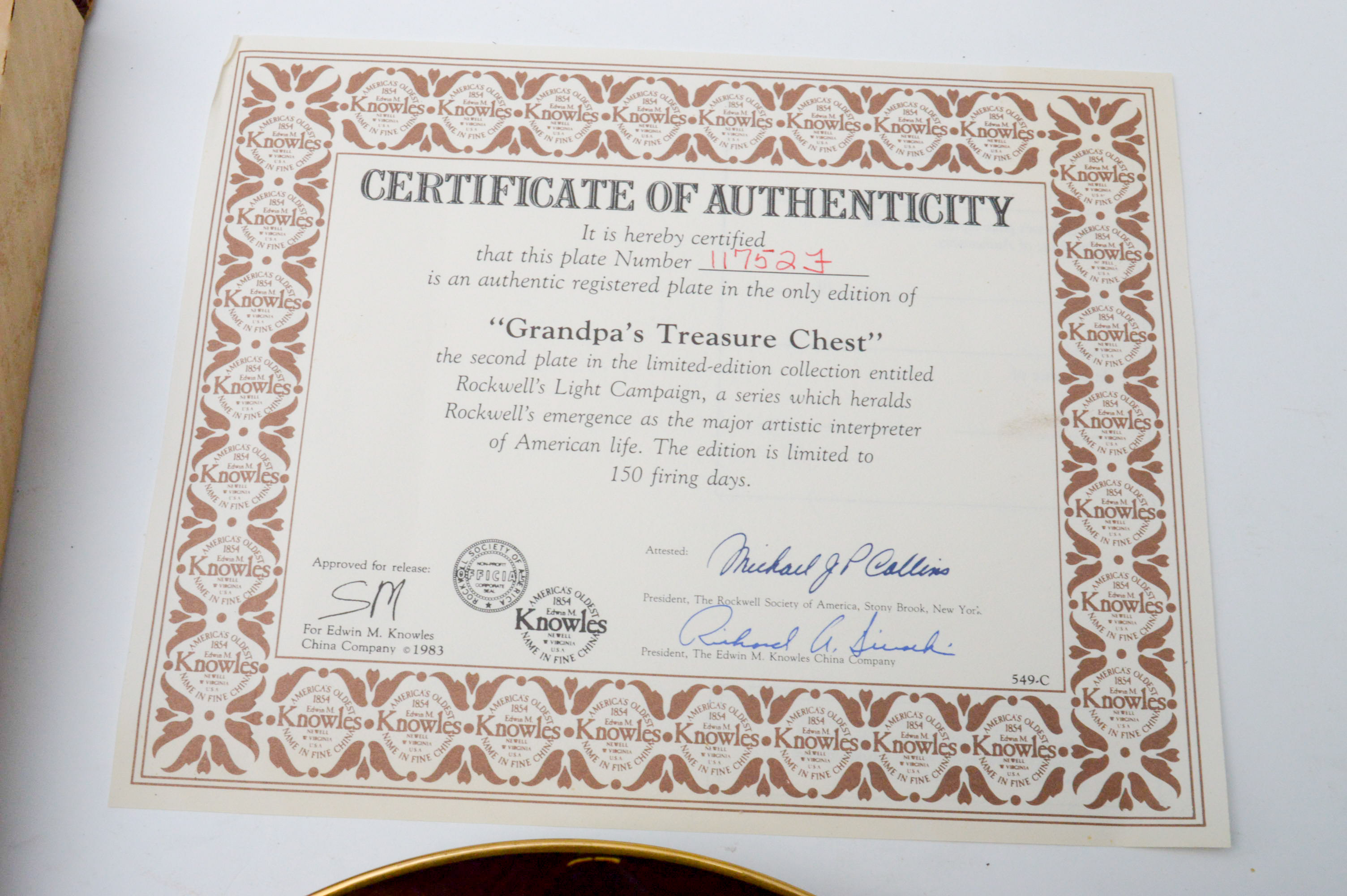 Set of Six Norman Rockwell Knowles Collector Numbered Plates