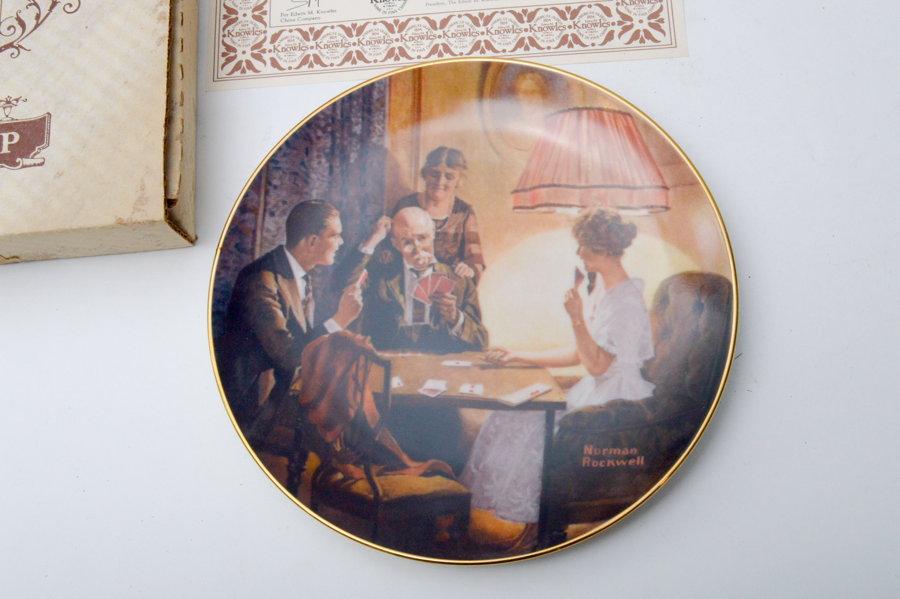 Set of Six Norman Rockwell Knowles Collector Numbered Plates