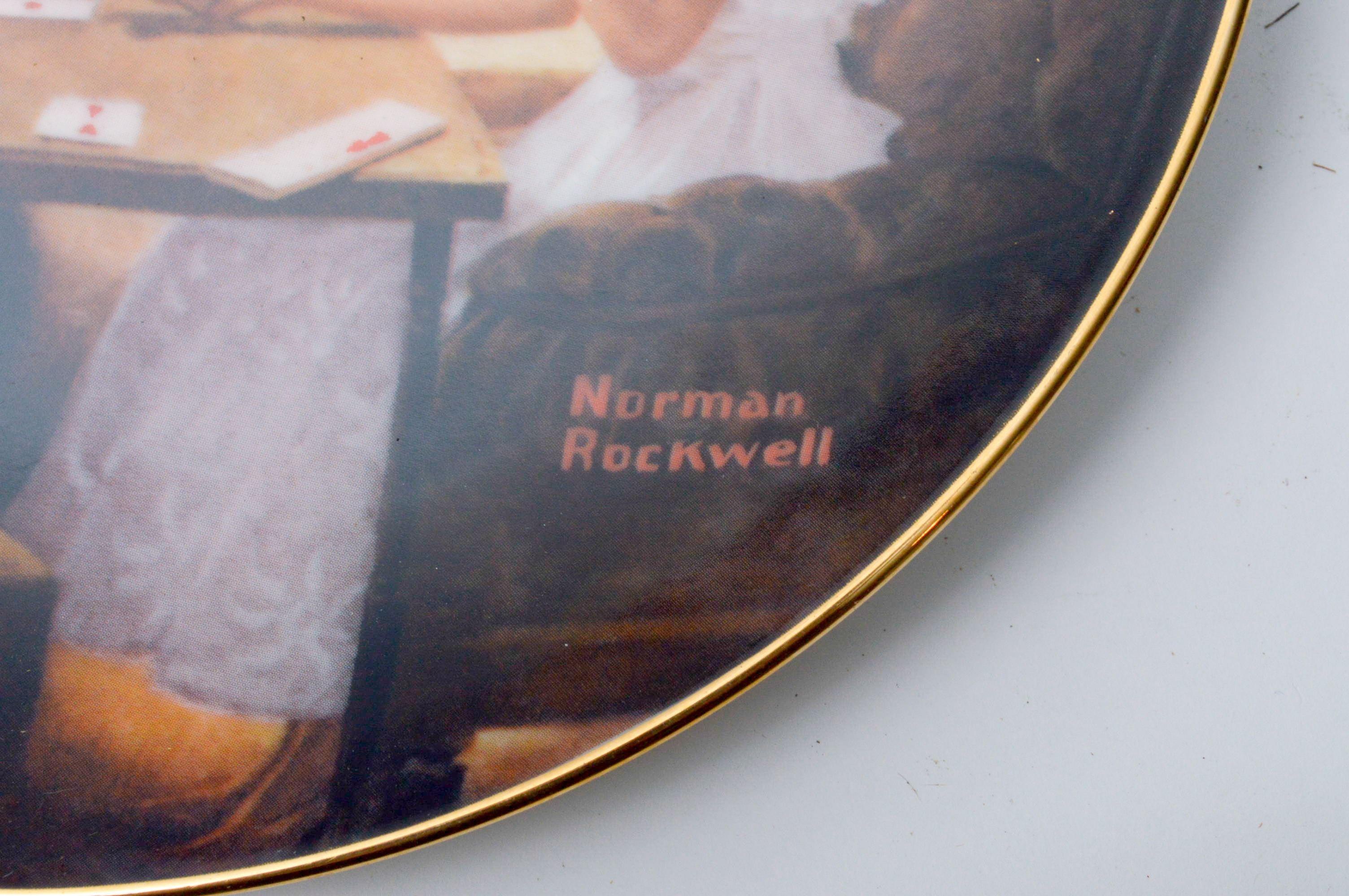 Set of Six Norman Rockwell Knowles Collector Numbered Plates