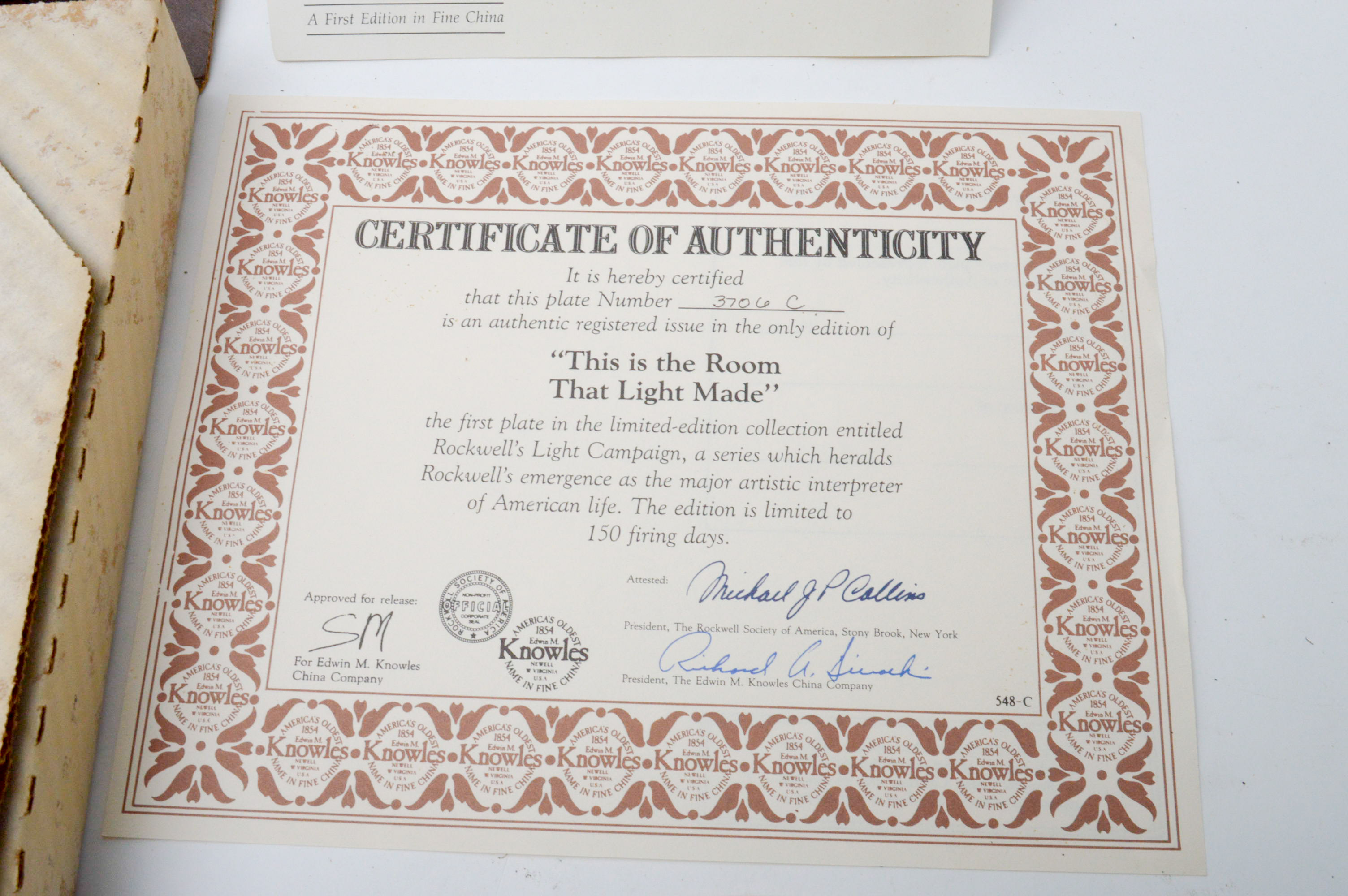 Set of Six Norman Rockwell Knowles Collector Numbered Plates