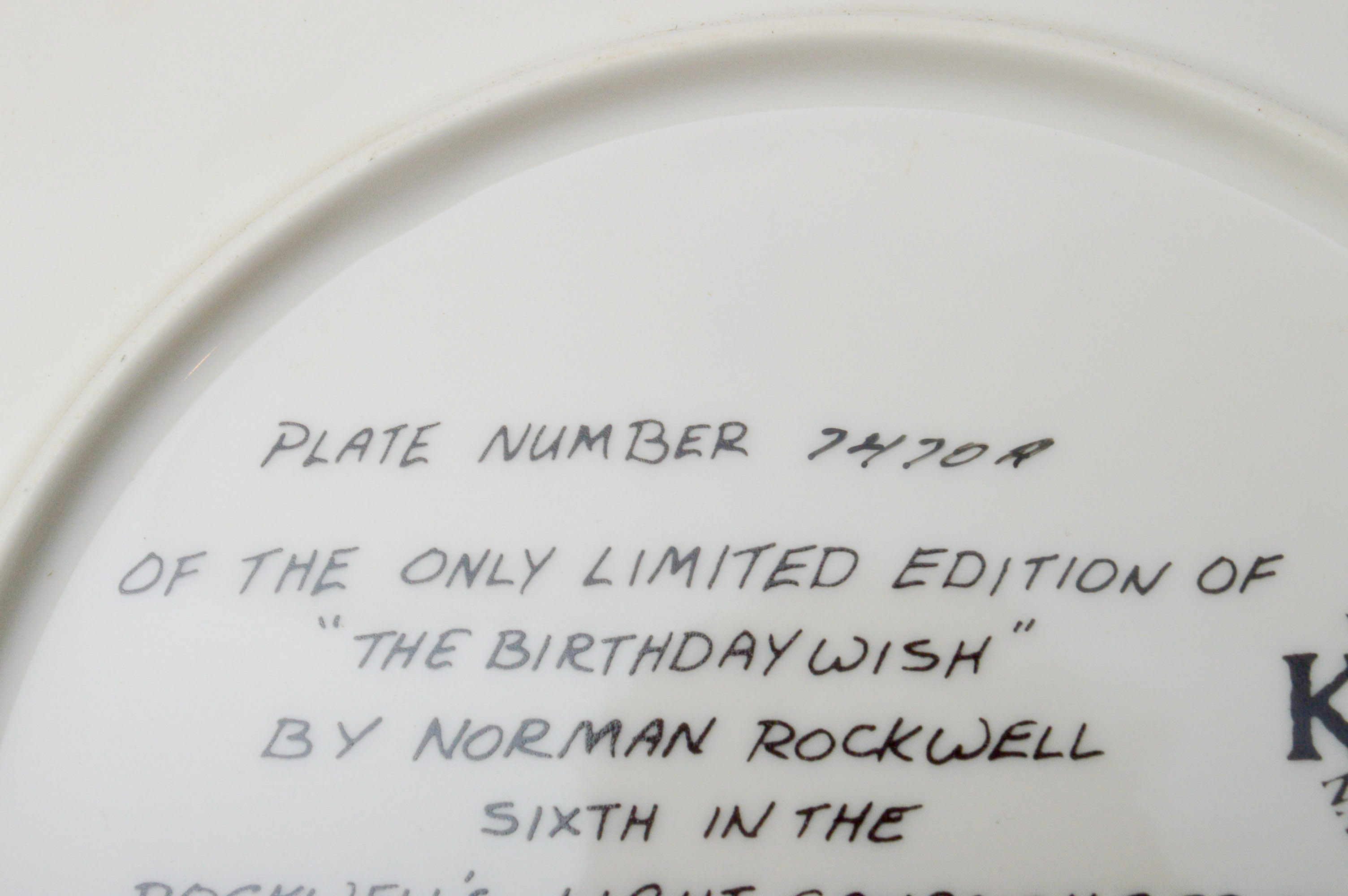 Set of Six Norman Rockwell Knowles Collector Numbered Plates