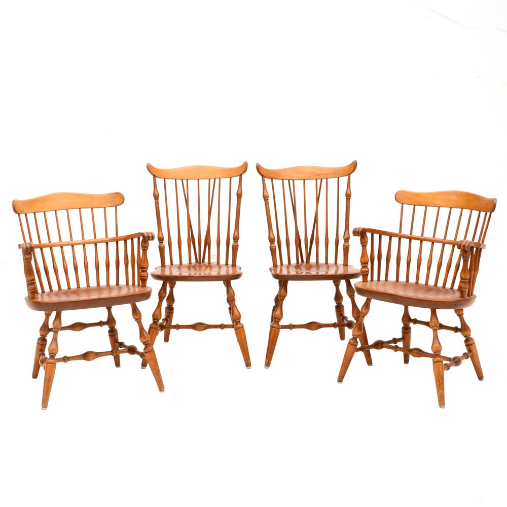 Vintage Windsor Style Nichols and Stone Maple Dining Chairs