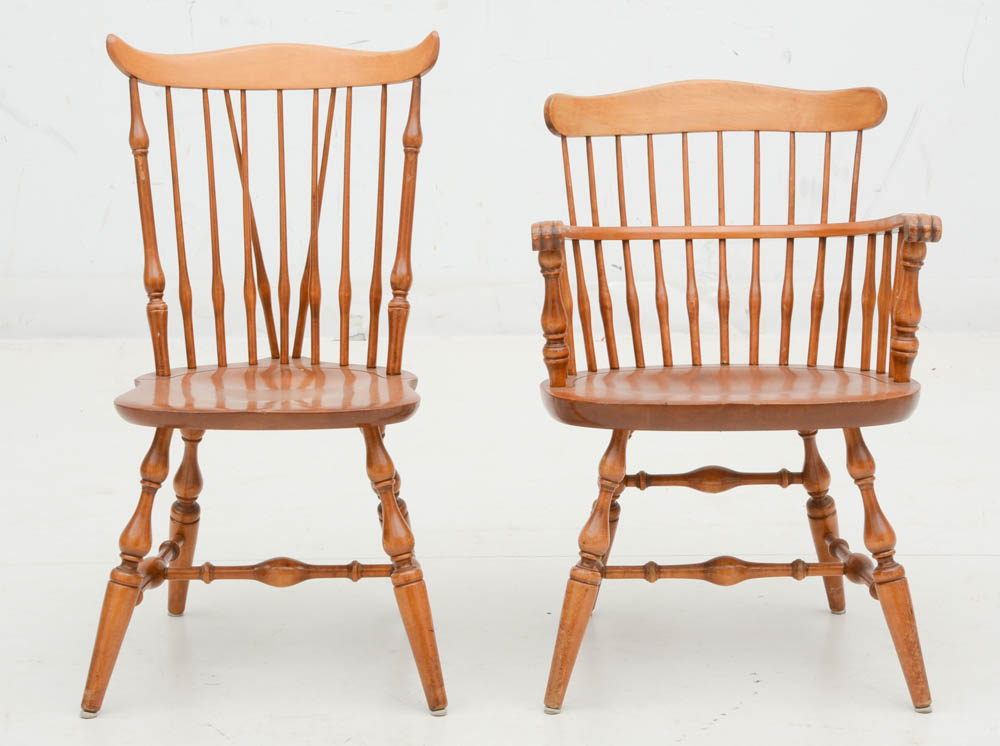 Vintage Windsor Style Nichols and Stone Maple Dining Chairs