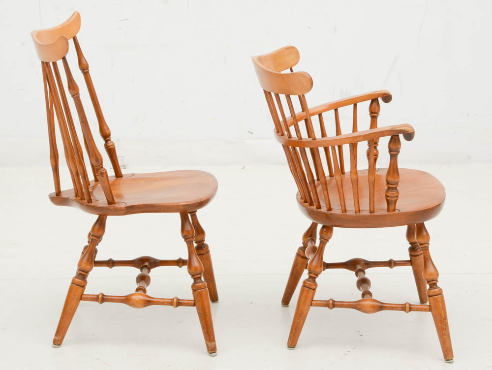 Vintage Windsor Style Nichols and Stone Maple Dining Chairs