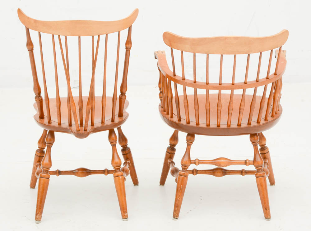 Vintage Windsor Style Nichols and Stone Maple Dining Chairs