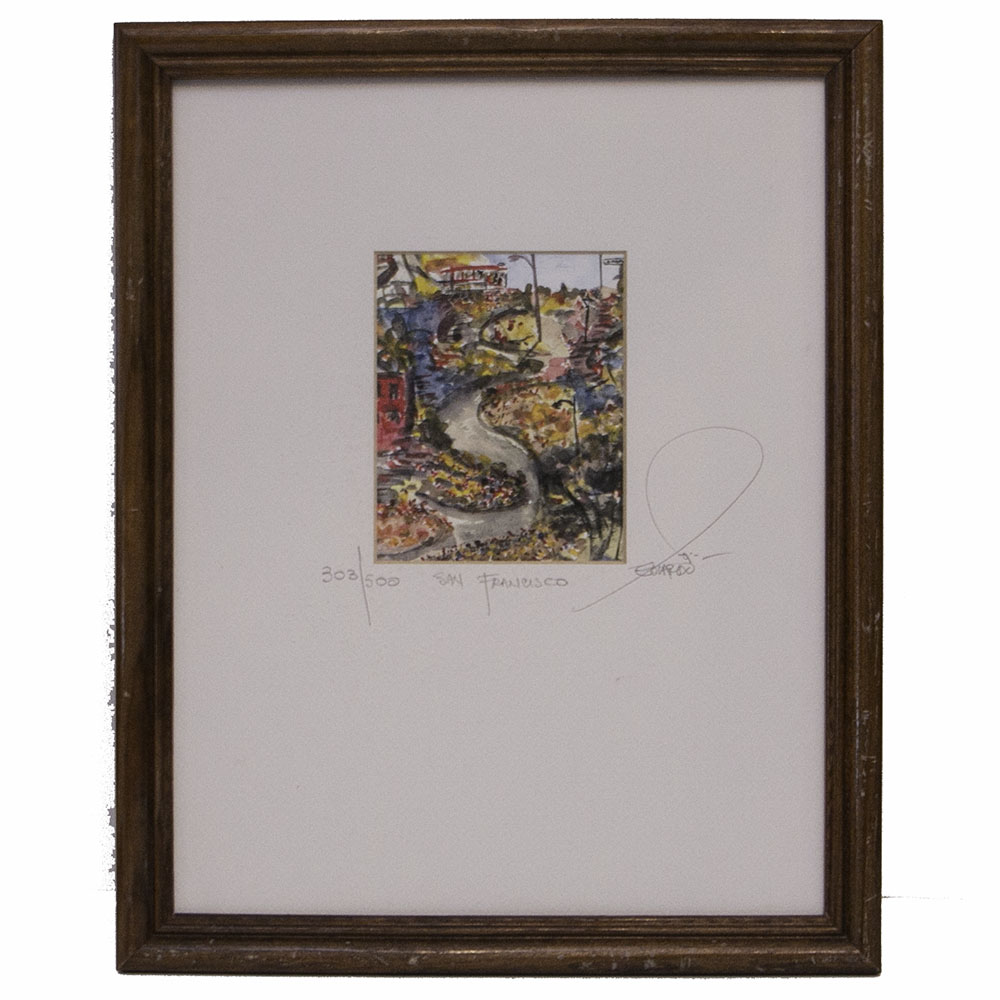 Limited Edition "San Francisco" Watercolor Signed Eduardo Guzman