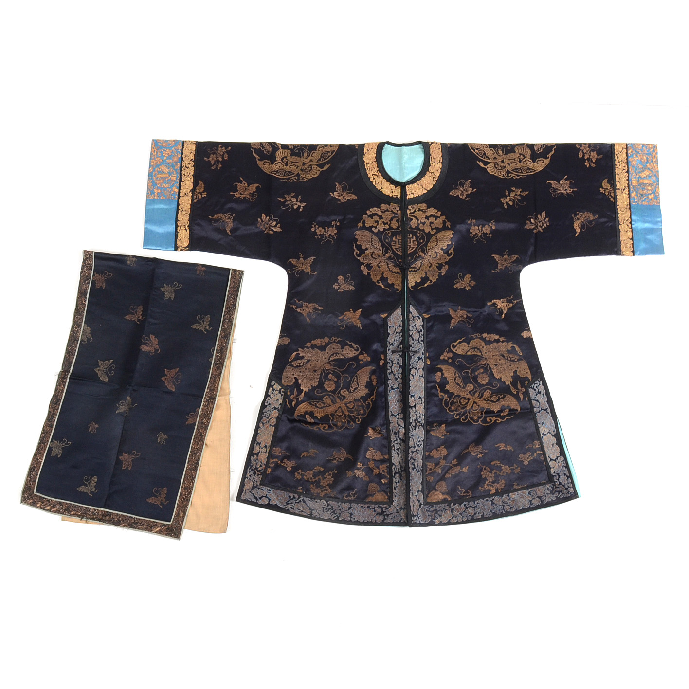 Women's 19th Century Chinese Qing Dynasty Hand Embroidered Silk Robe