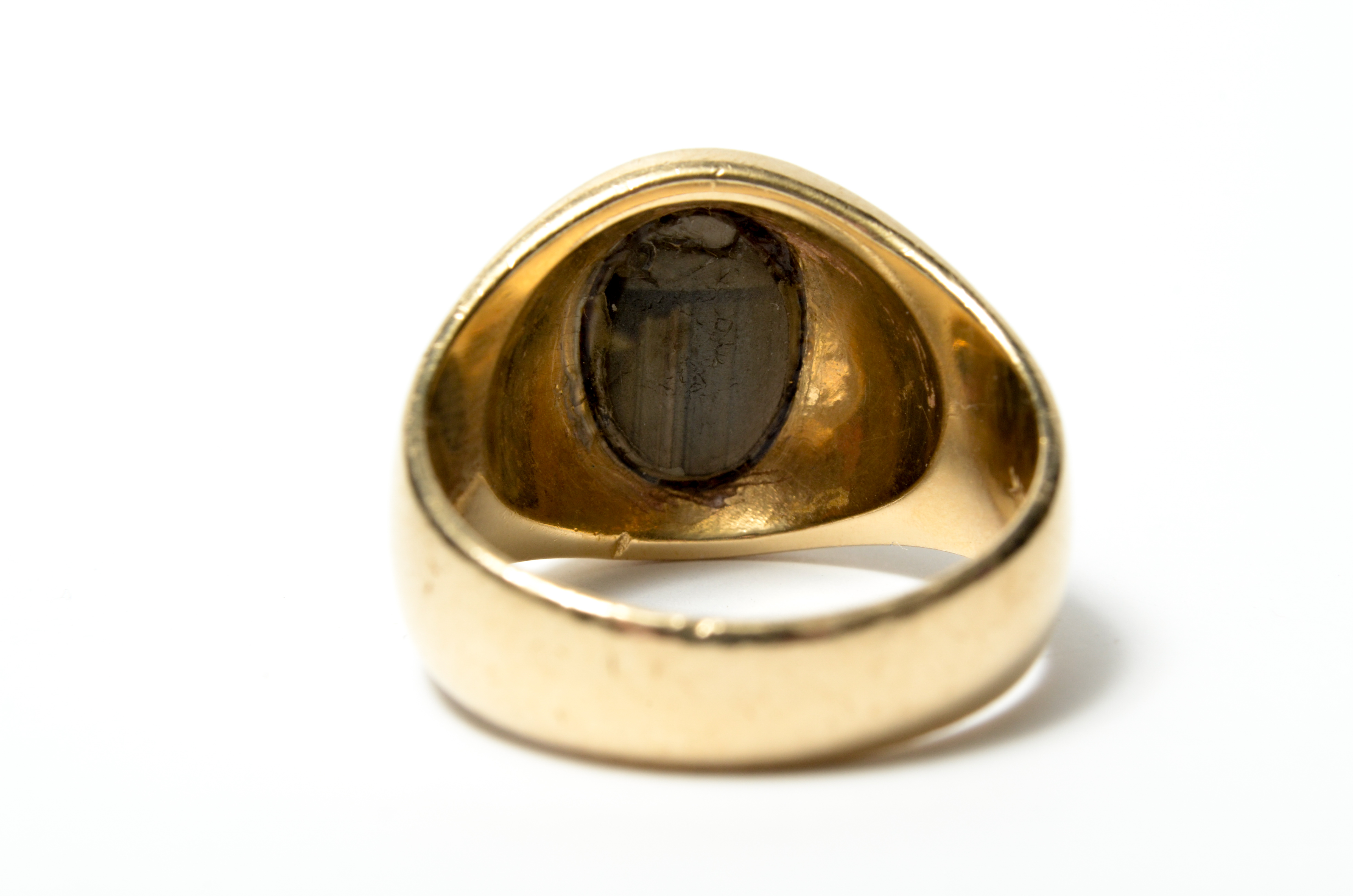 14K Gold Men's Black Star Sapphire Ring