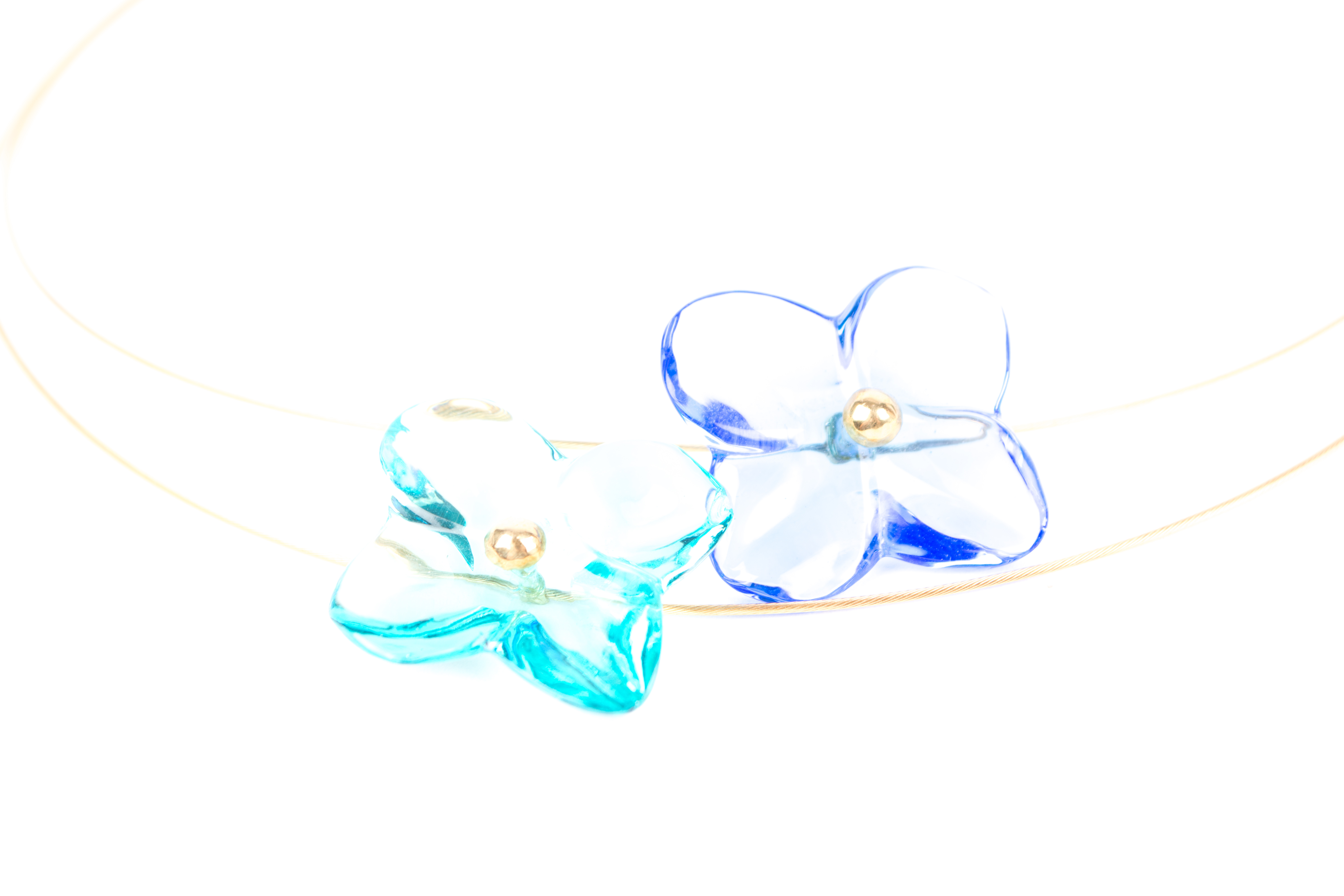 18K Gold and Glass Baccarat "Hortensia" Necklace