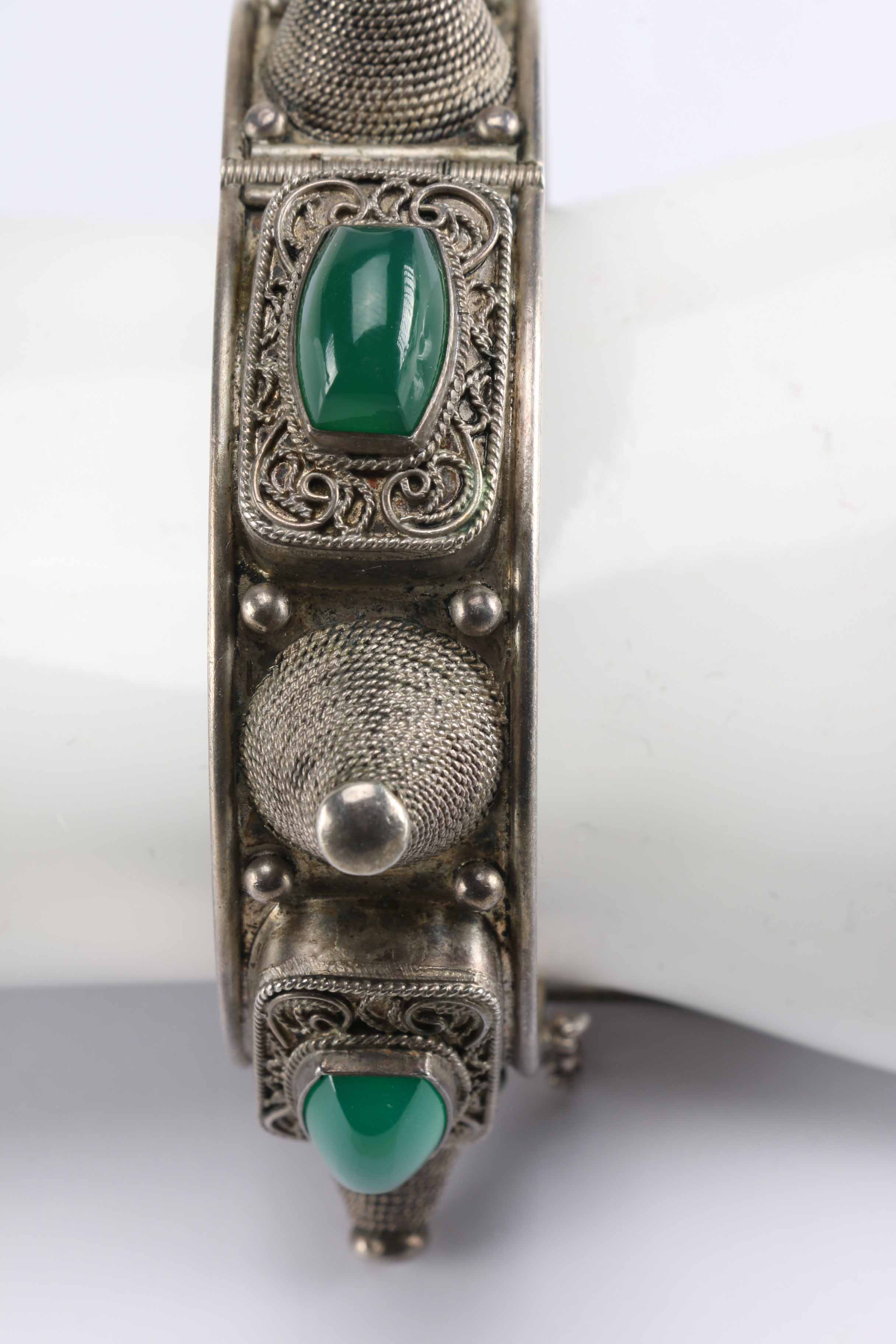 Turkmen Style Silver Tone Spike Bracelet