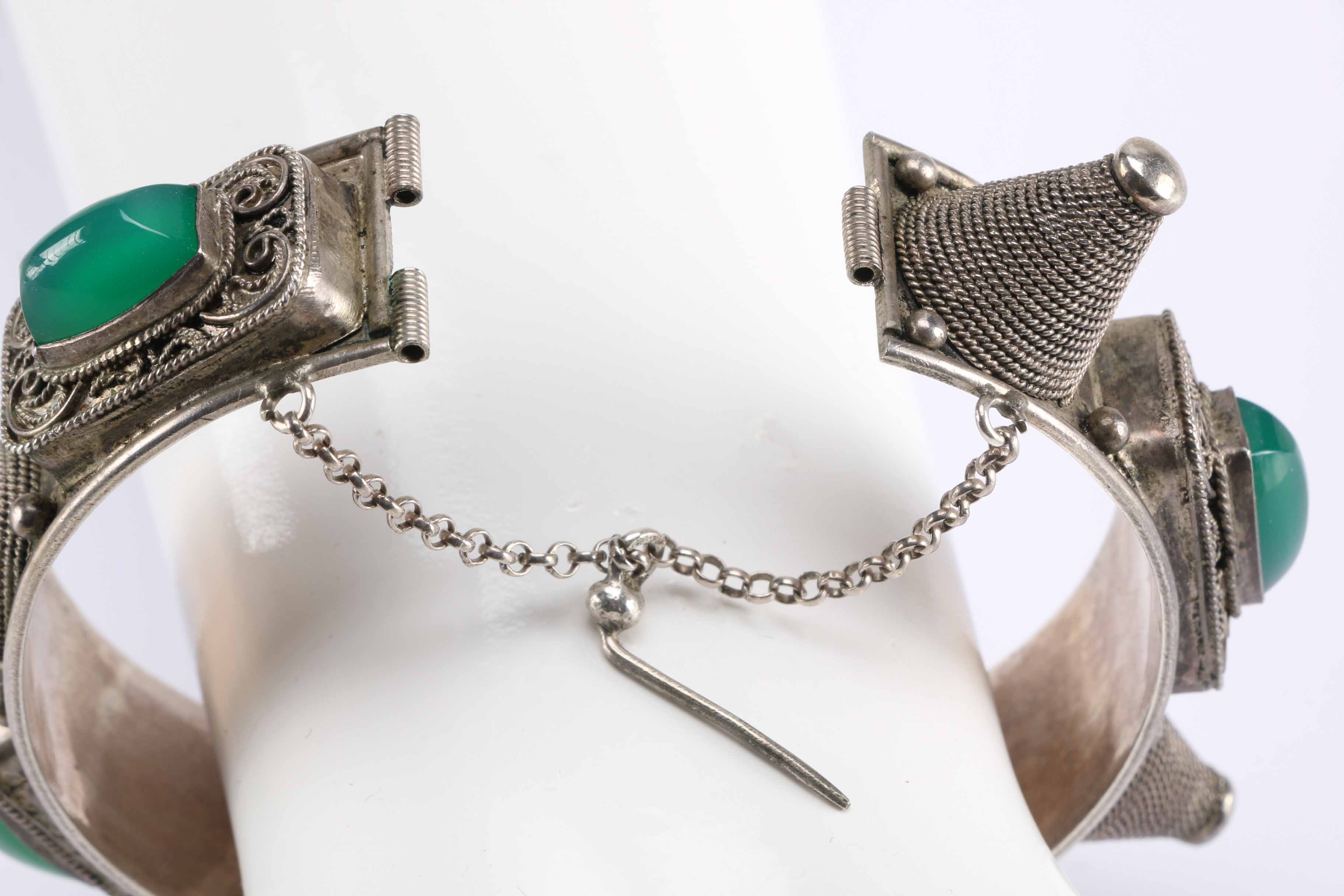 Turkmen Style Silver Tone Spike Bracelet