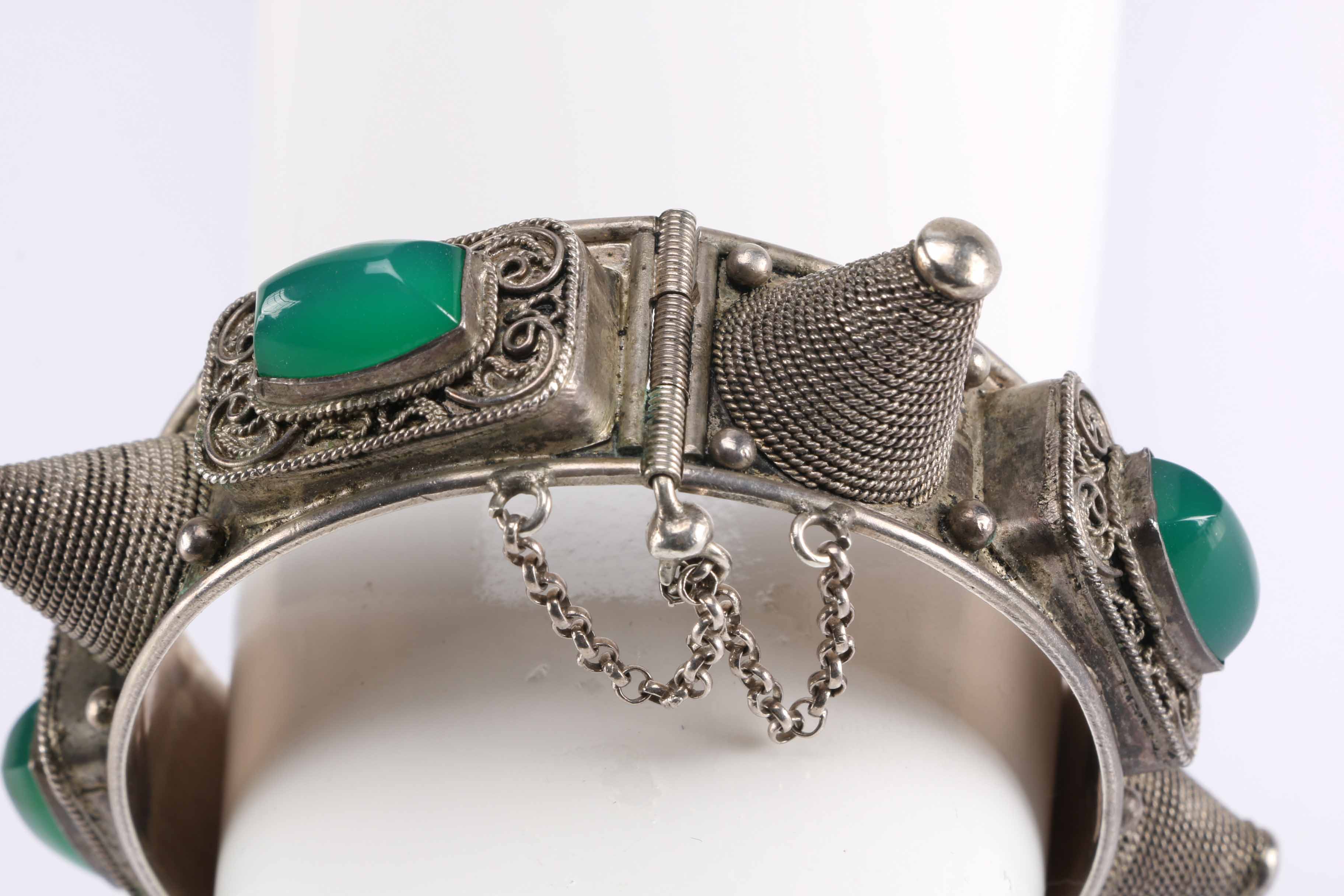 Turkmen Style Silver Tone Spike Bracelet