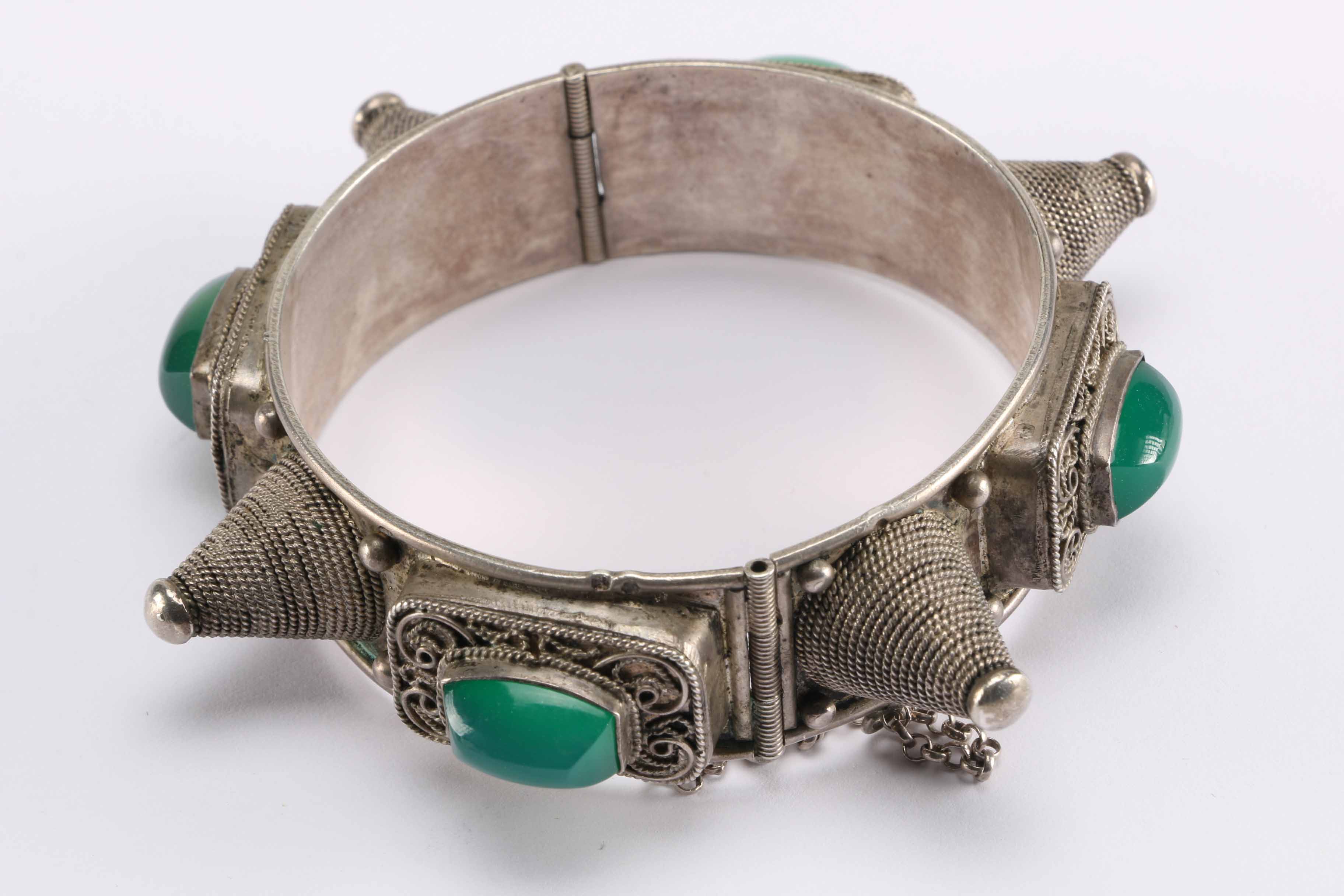 Turkmen Style Silver Tone Spike Bracelet