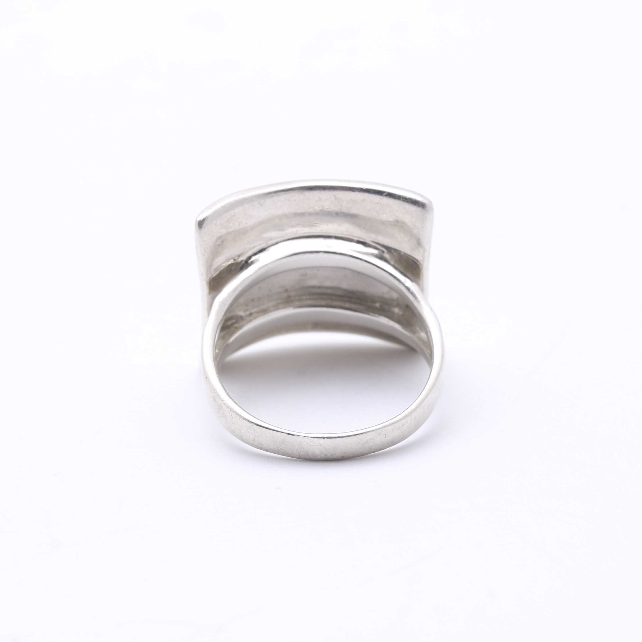 Sterling Silver Inlay Cuff and Ring, Abalone Bracelet, and Pearl Necklace