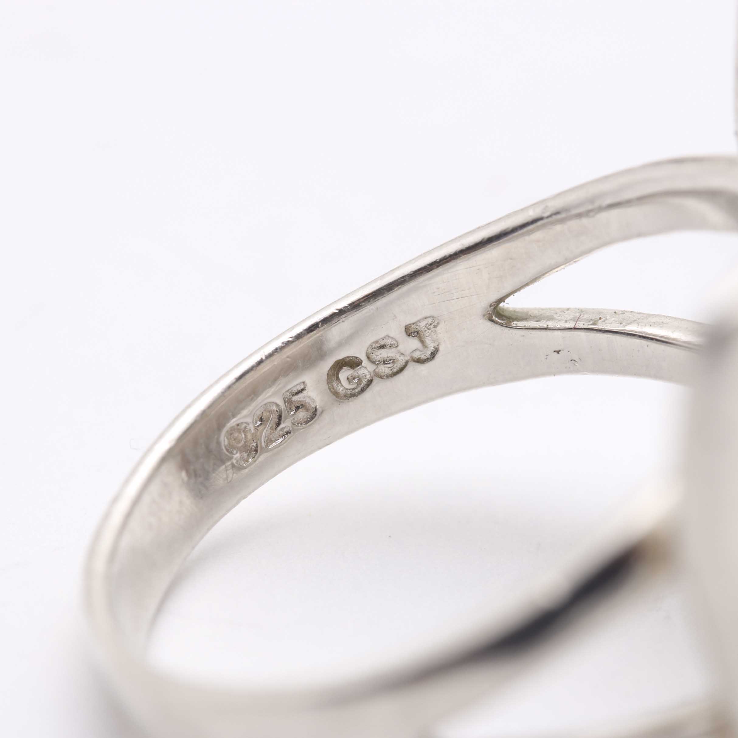 Sterling Silver Inlay Cuff and Ring, Abalone Bracelet, and Pearl Necklace