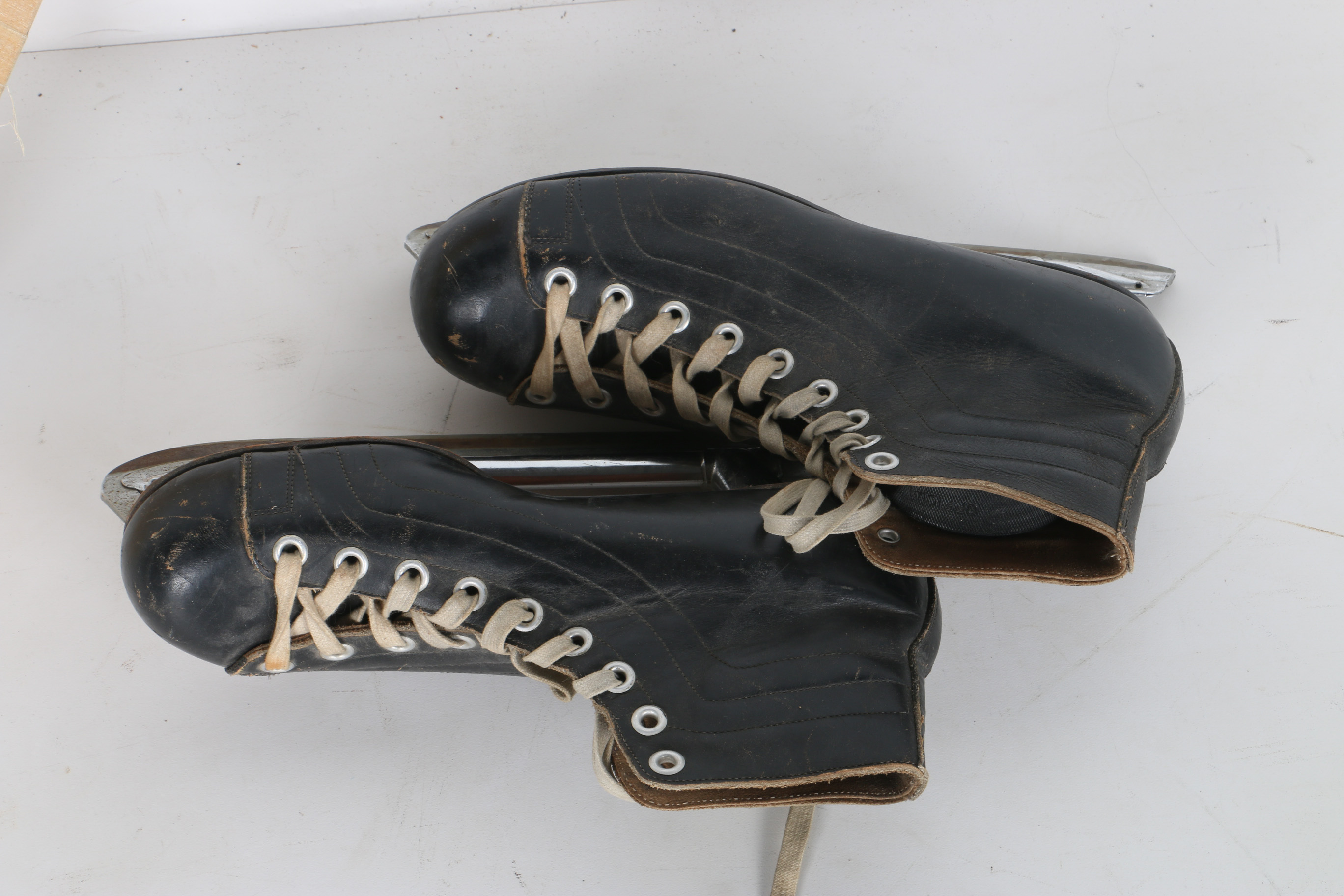 Vintage Ice Skates and Molson Hockey Stick