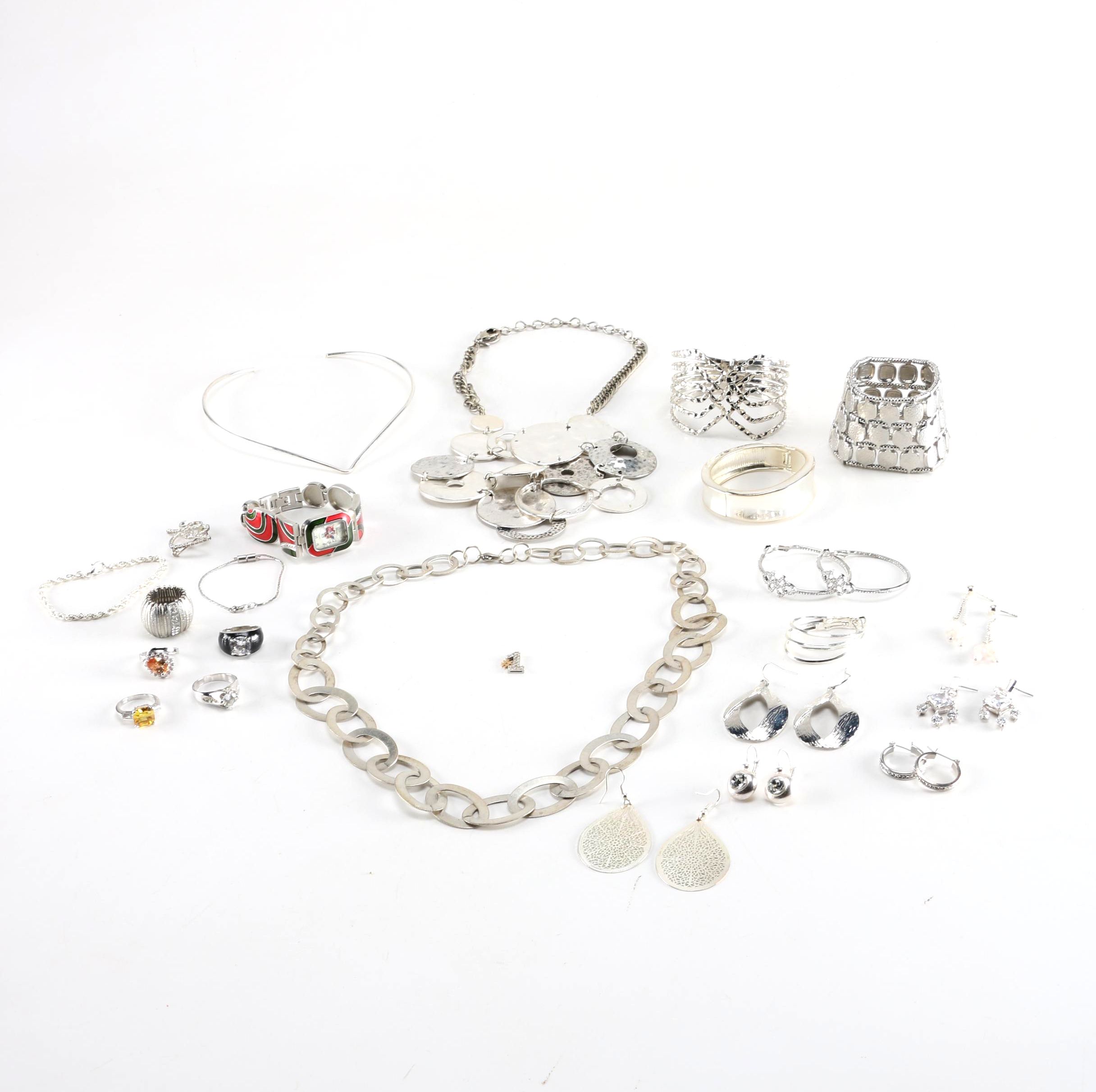 Assorted Silver Tone Costume Jewelry