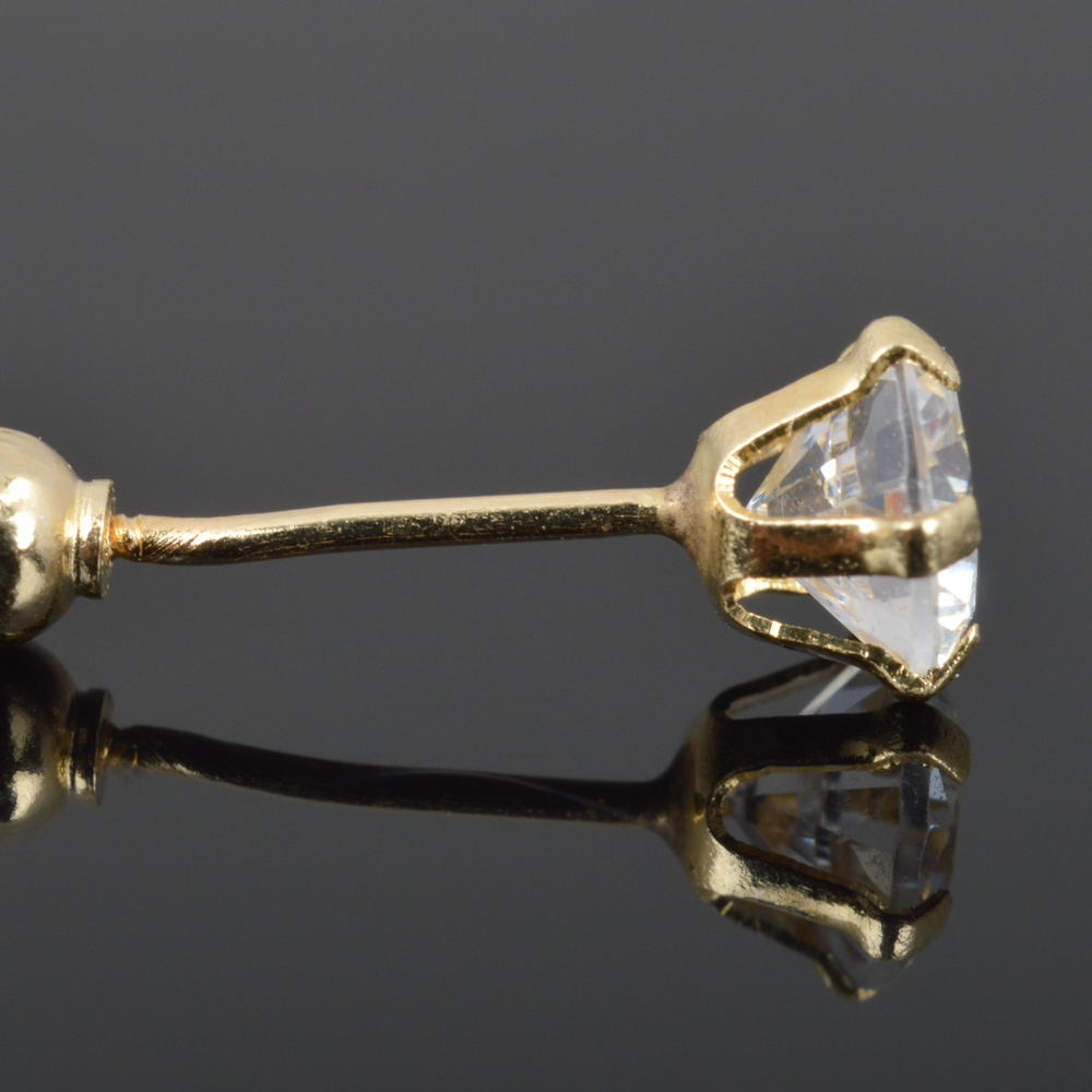 14K Yellow Gold Cubic Zirconia Stud Earrings
