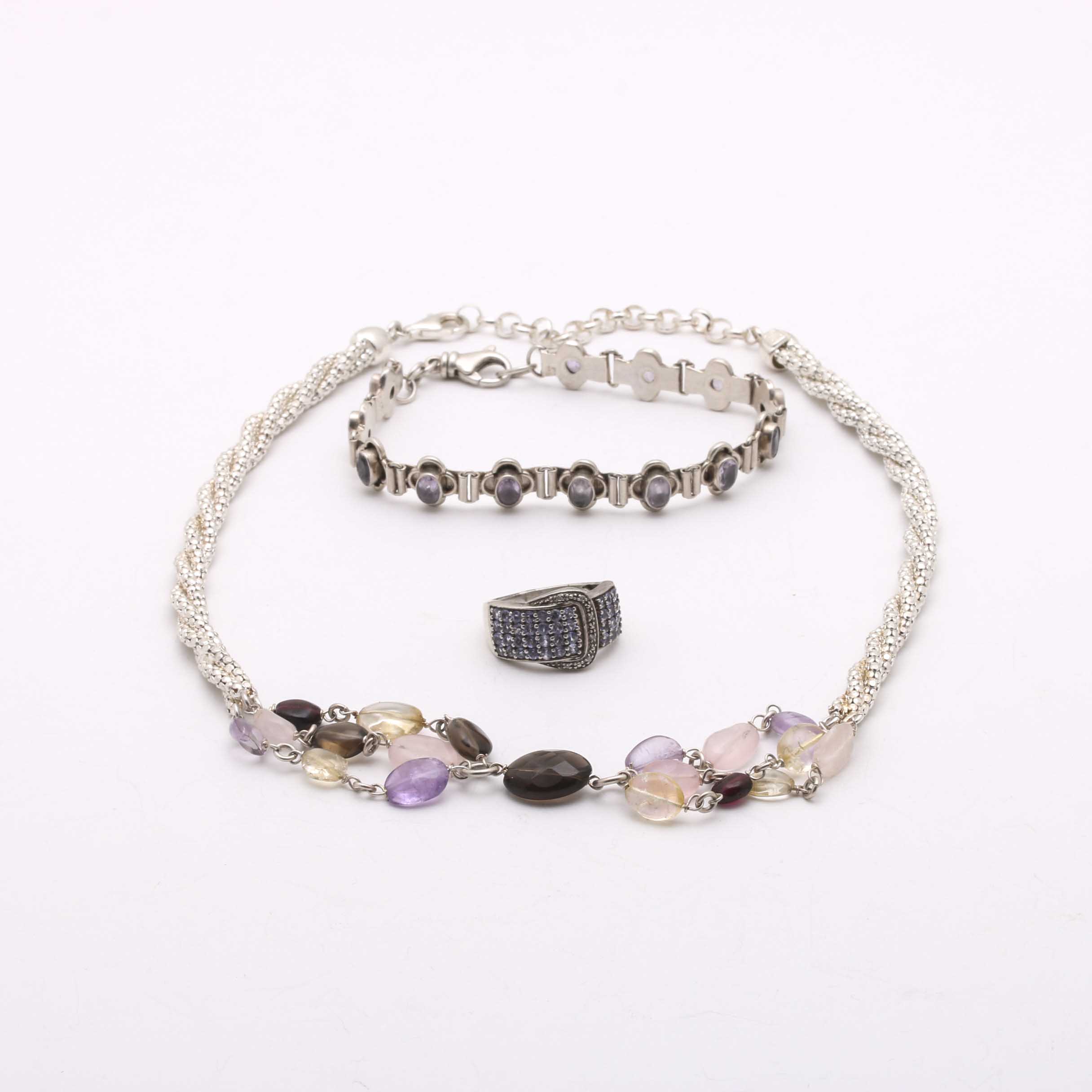 Sterling Silver Diamond, Tanzanite and Quartz Jewelry Assortment