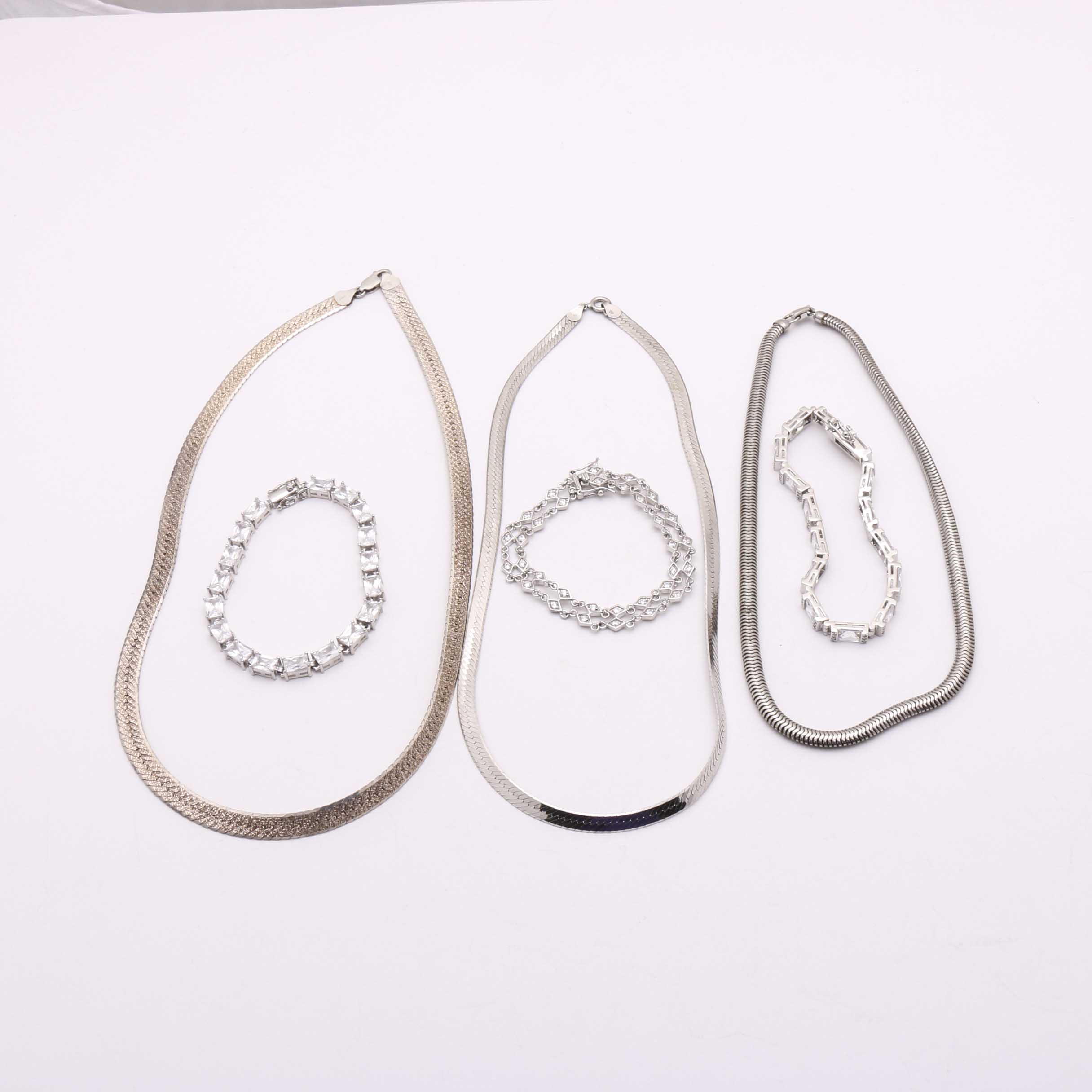 Sterling Silver Cubic Zirconia Bracelets and Necklaces