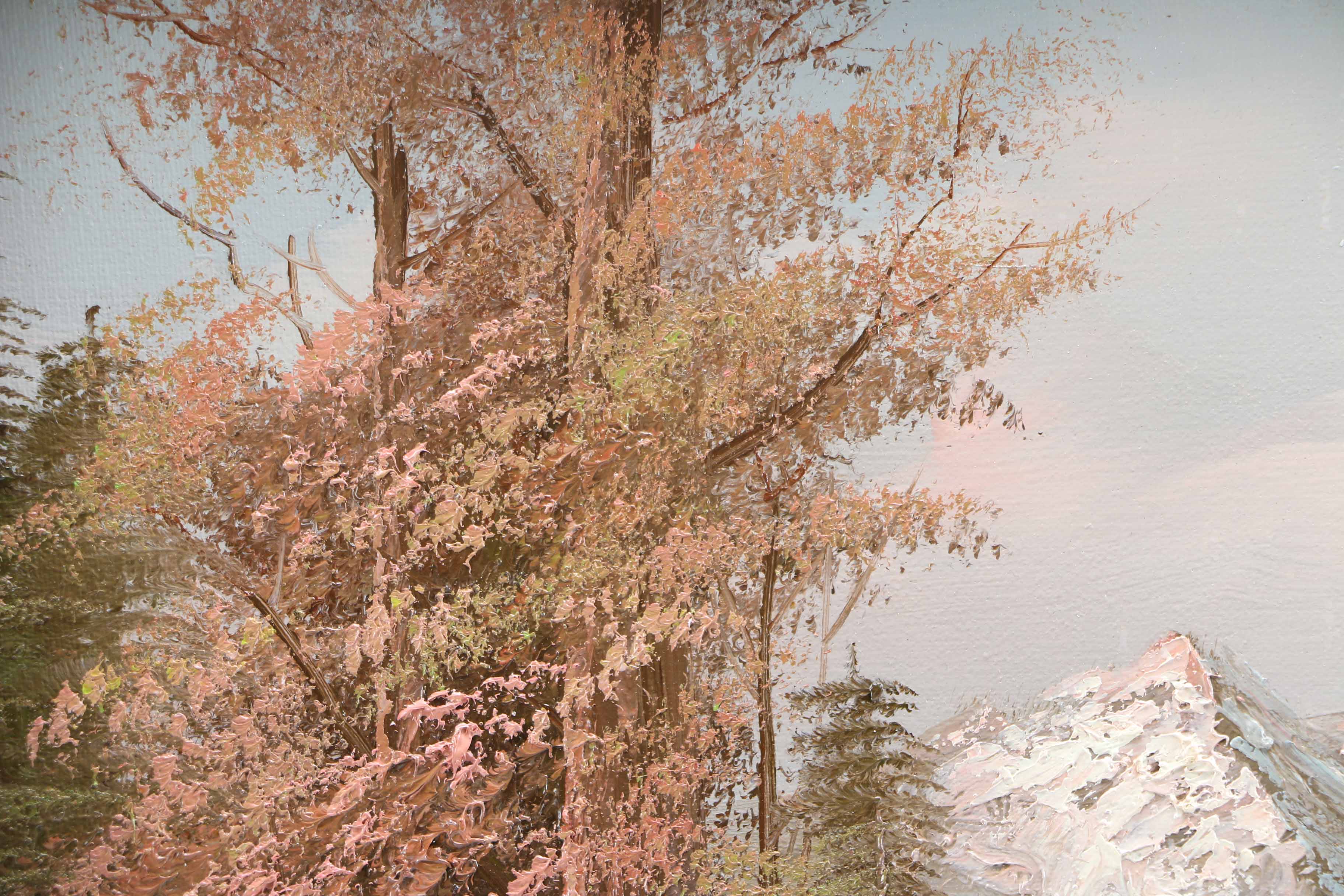 C. Norton Original Oil Painting of Woods and Mountain Landscape