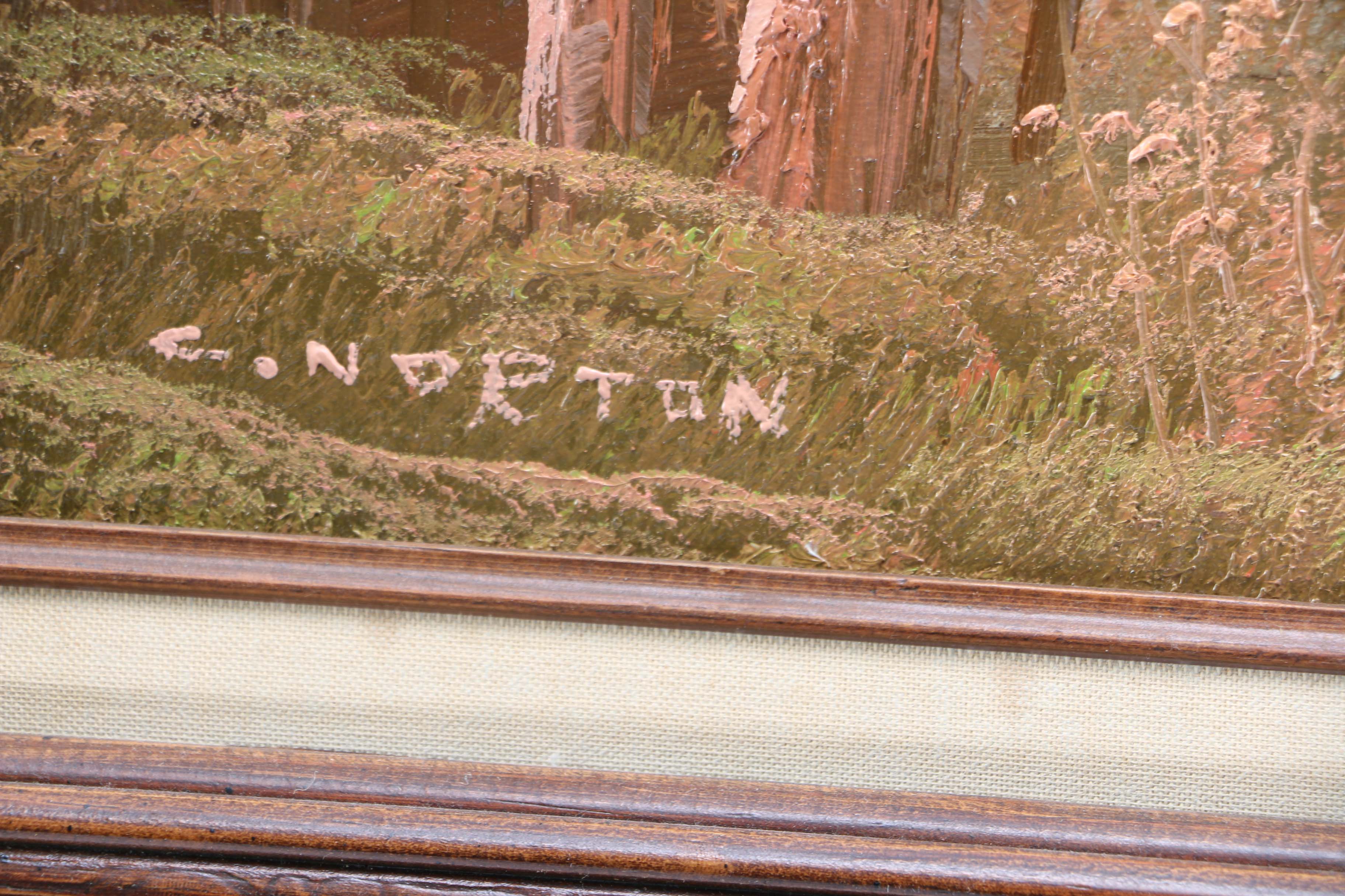 C. Norton Original Oil Painting of Woods and Mountain Landscape