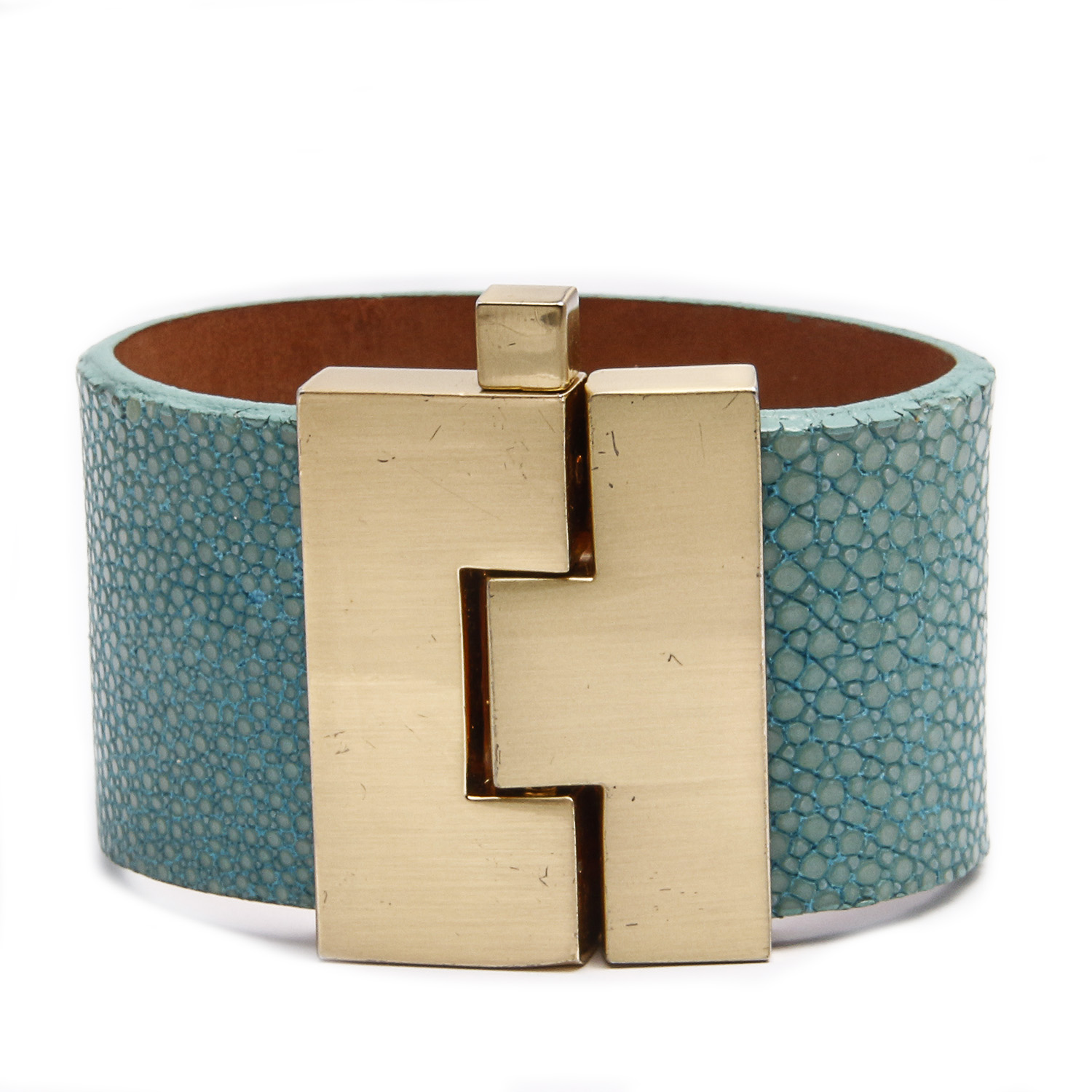 Leighelena Aqua Stingray Wide Jigsaw Cuff