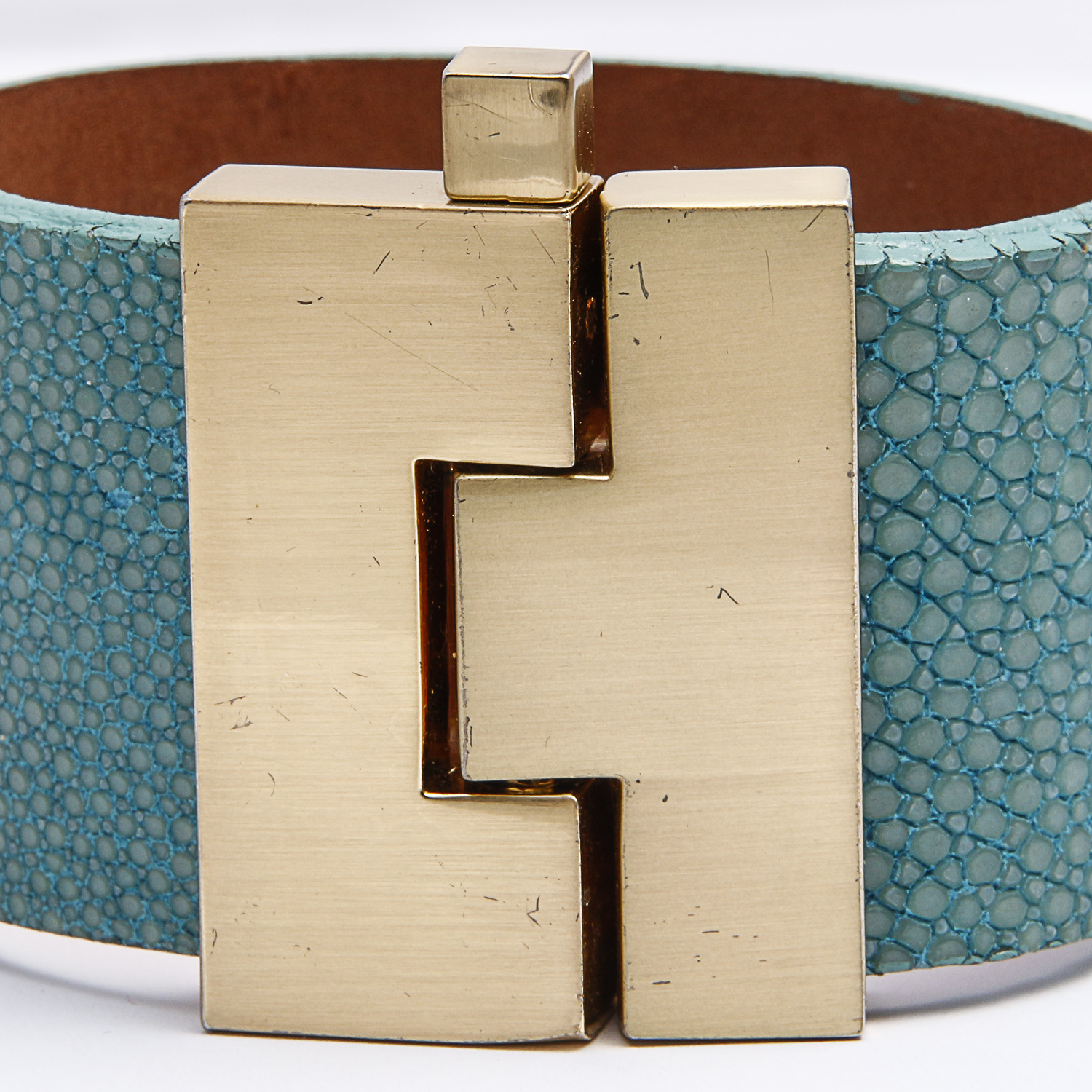 Leighelena Aqua Stingray Wide Jigsaw Cuff