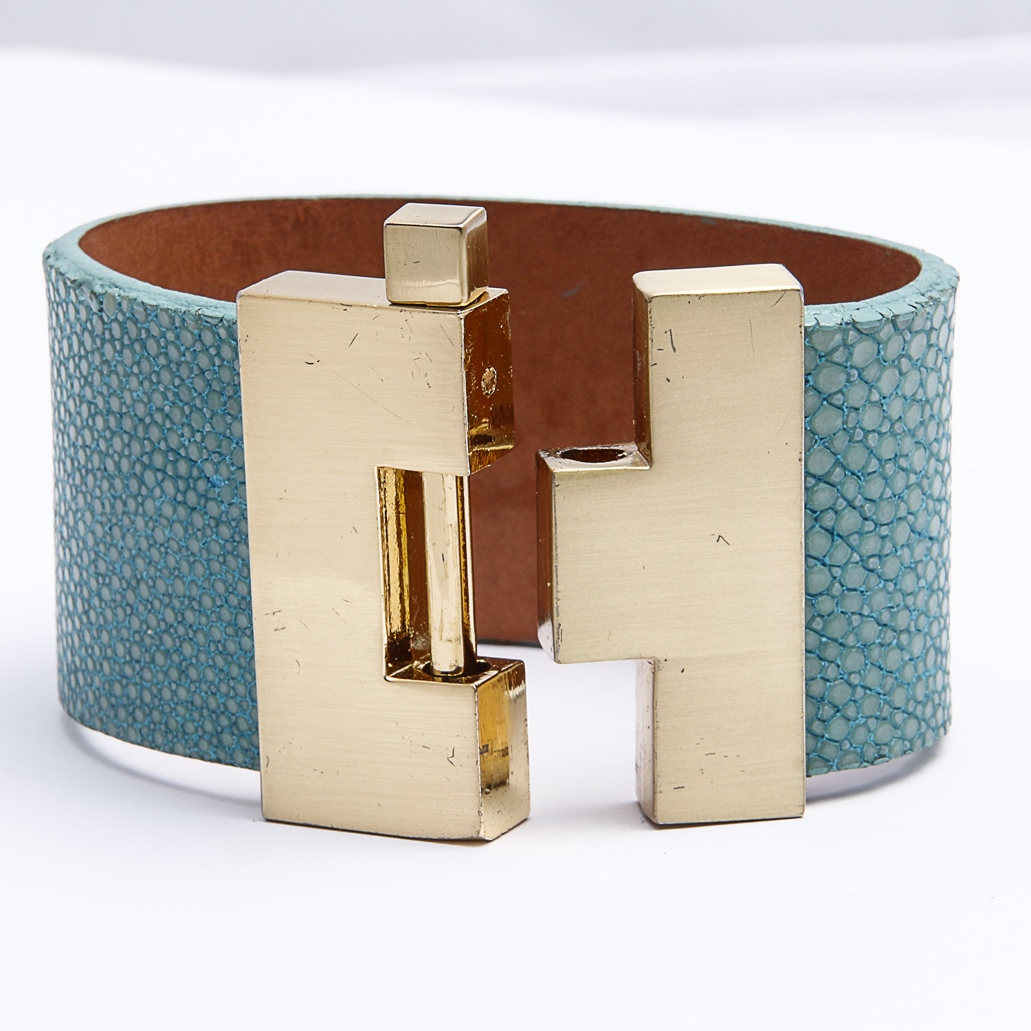 Leighelena Aqua Stingray Wide Jigsaw Cuff