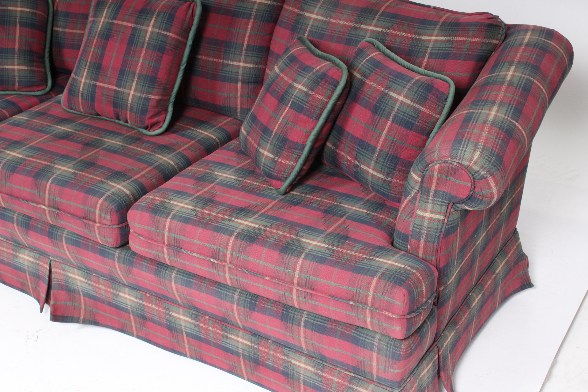 Vintage Begley Plaid Sofa with Loveseat