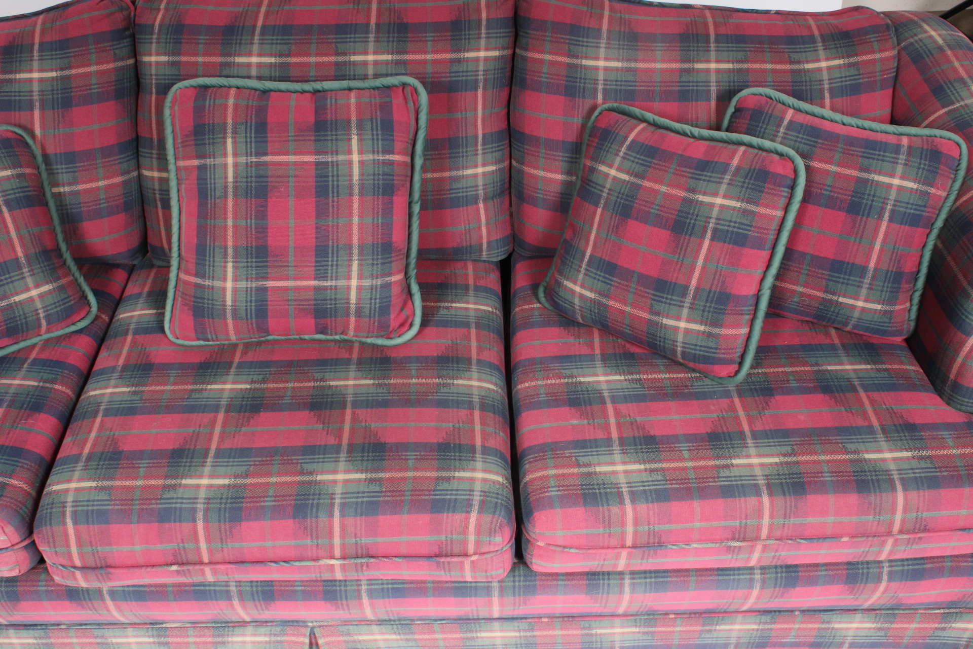 Vintage Begley Plaid Sofa with Loveseat