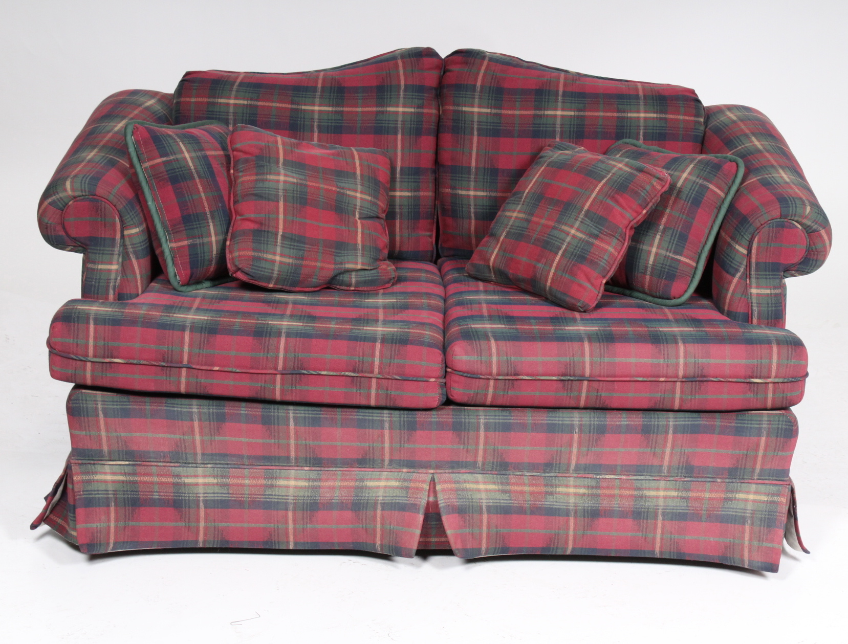 Vintage Begley Plaid Sofa with Loveseat