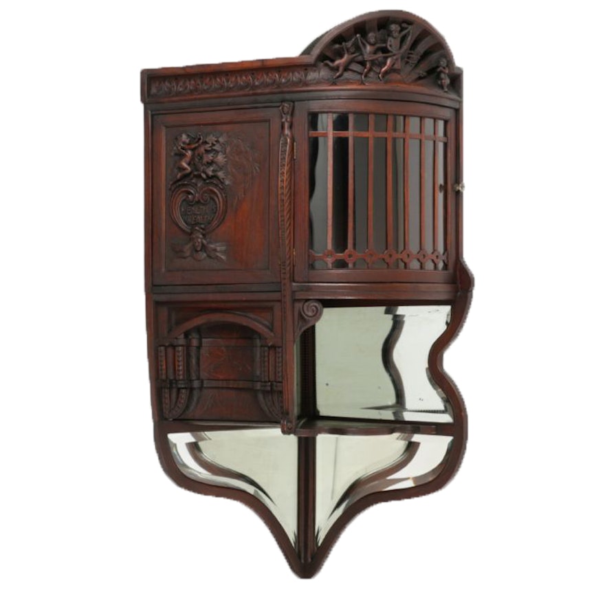 Fine Cincinnati Art Carved Hanging Corner Cupboard