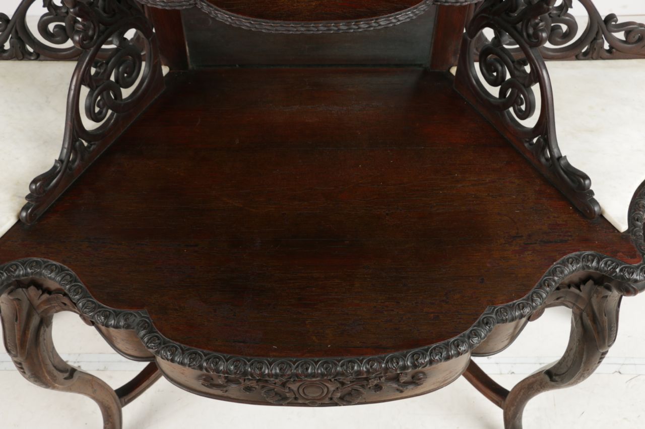 Fine American Rococo Revival Rosewood Etagère / Console Table