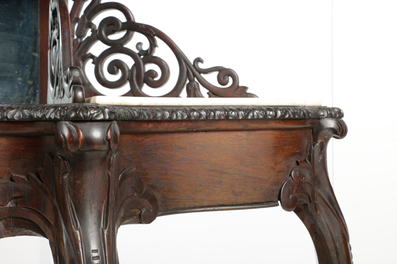 Fine American Rococo Revival Rosewood Etagère / Console Table