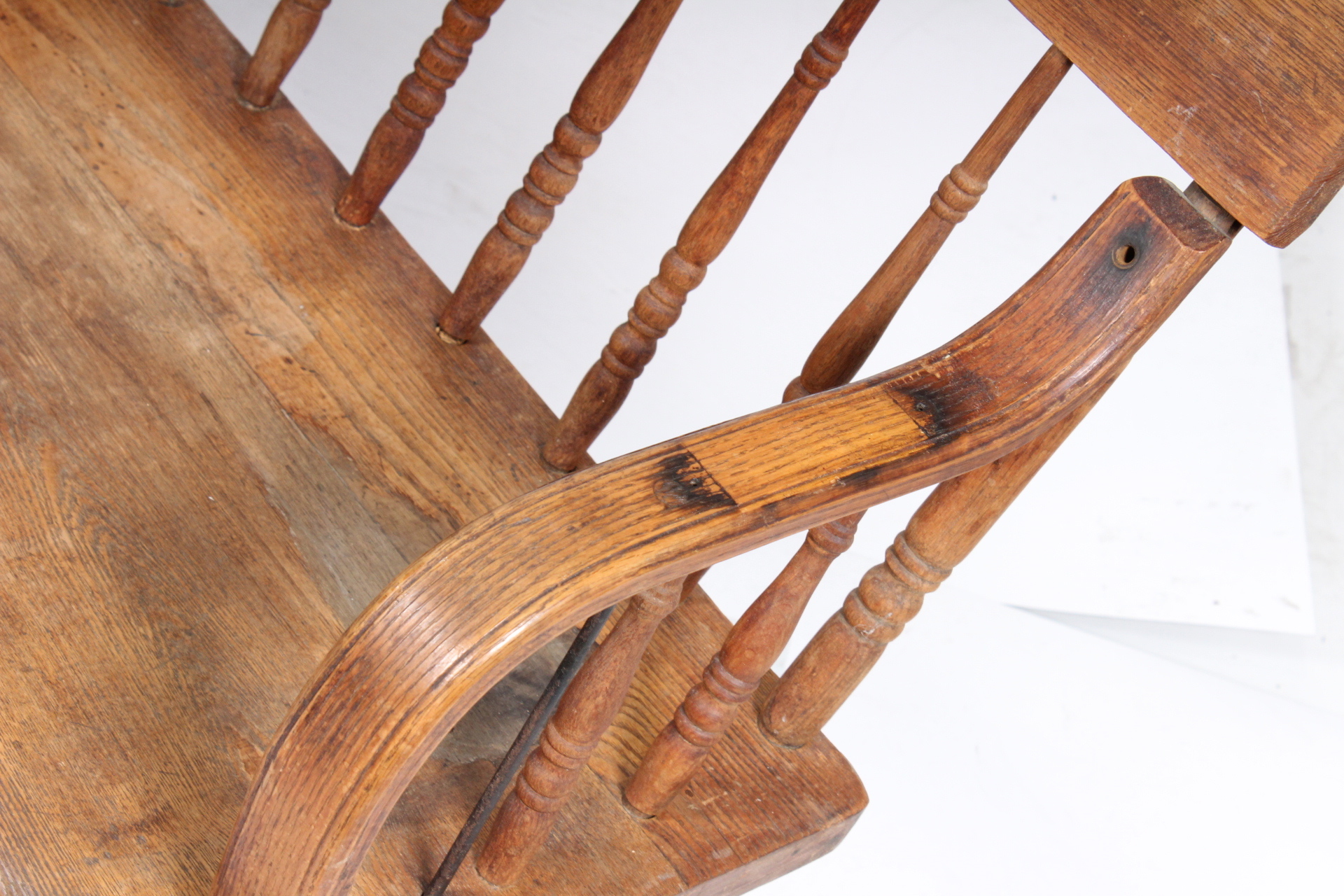 Antique Oak Train Station Bench