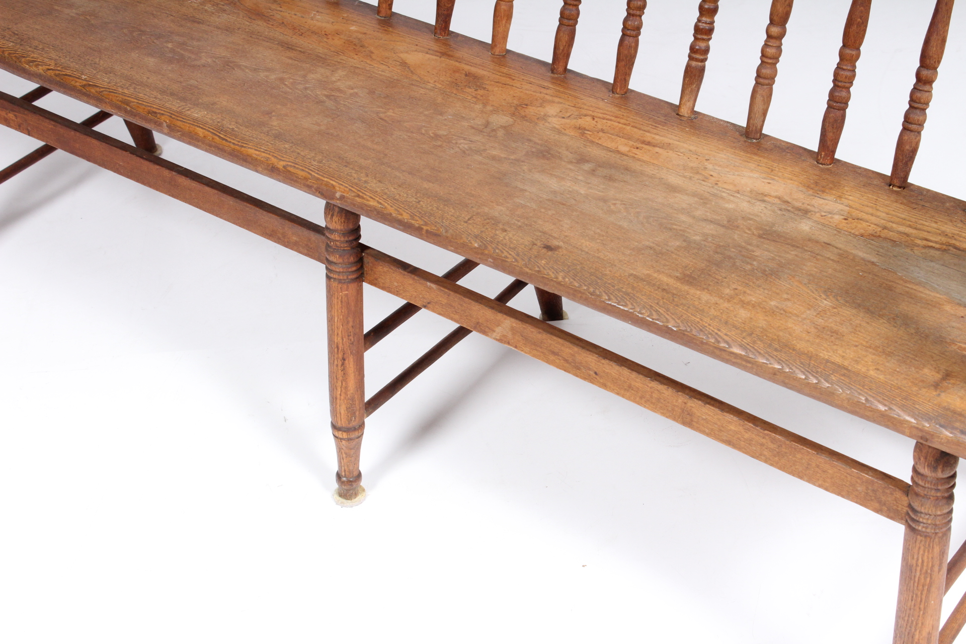 Antique Oak Train Station Bench