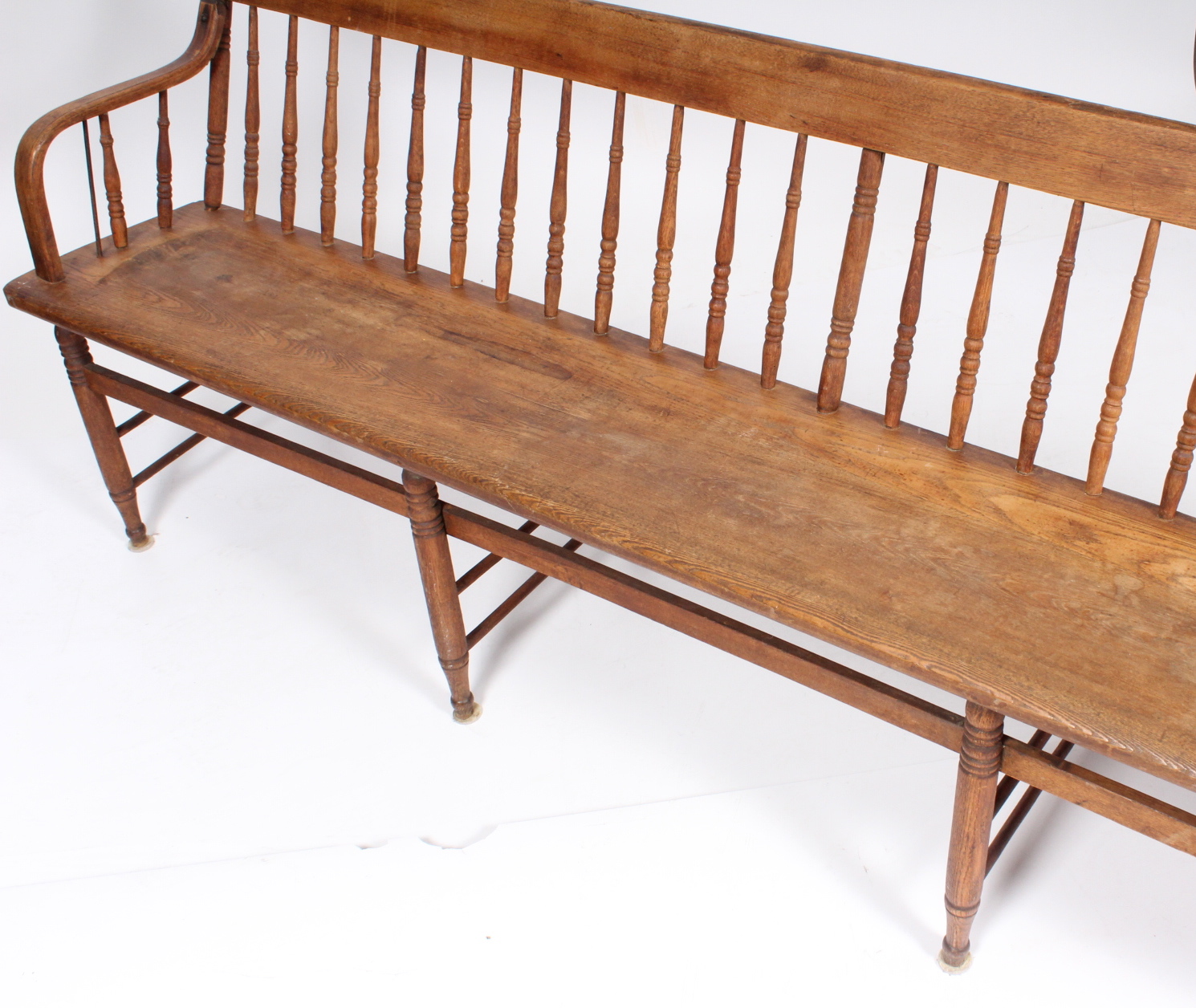 Antique Oak Train Station Bench